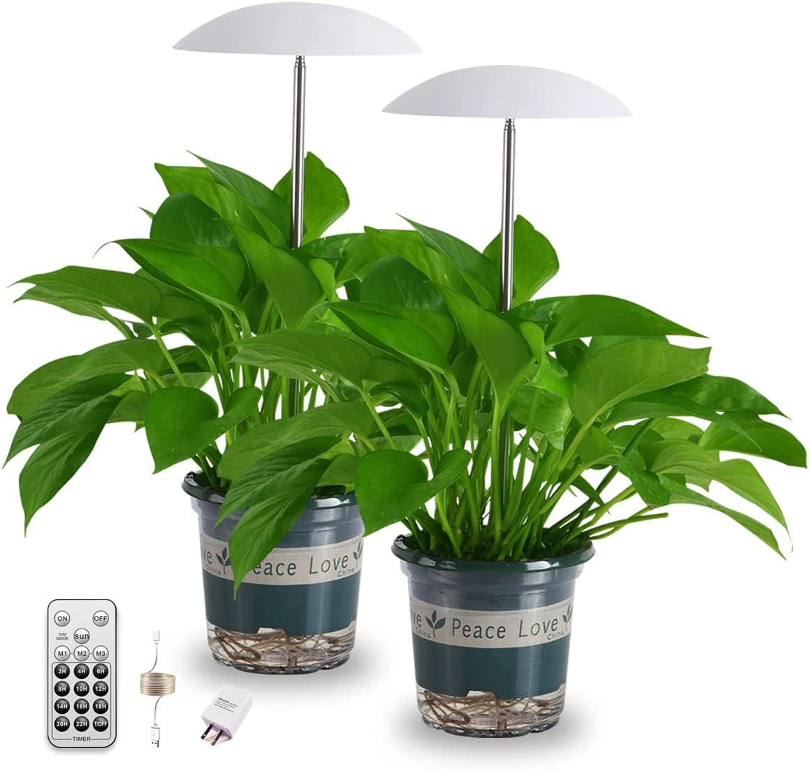 Witsanlex Led Grow Light For Indoor Plants 2 Pack, Intelligent Usb Small Plant Lights With Remote Controller, Height Adjustable, Automatic Timer, Ideal For Home Decoration