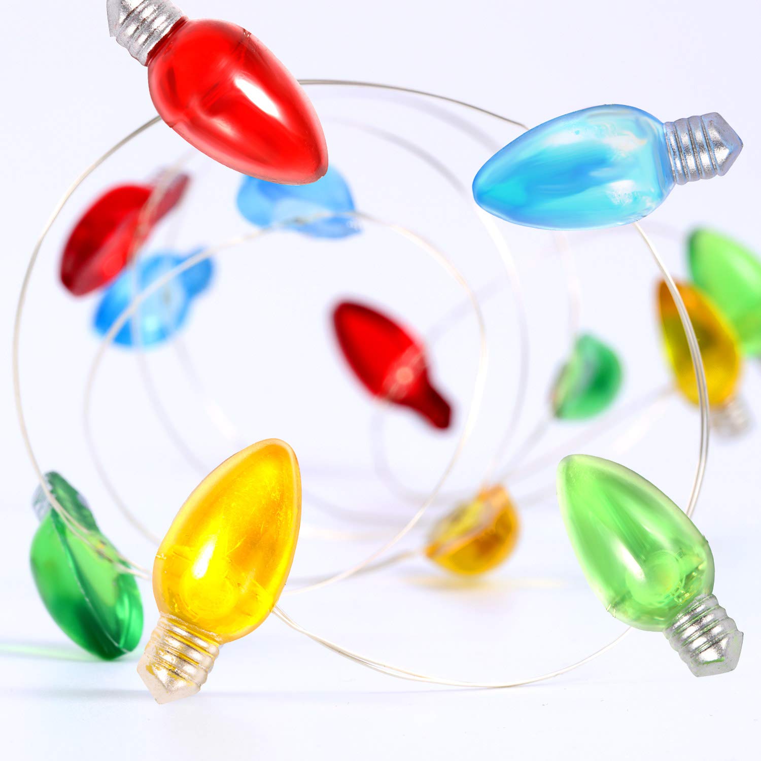 Christmas Colorful Bulbs String Lights, 10ft 30 LED Battery Powered New Years String Lights with 8 Modes, Light Decoration for C