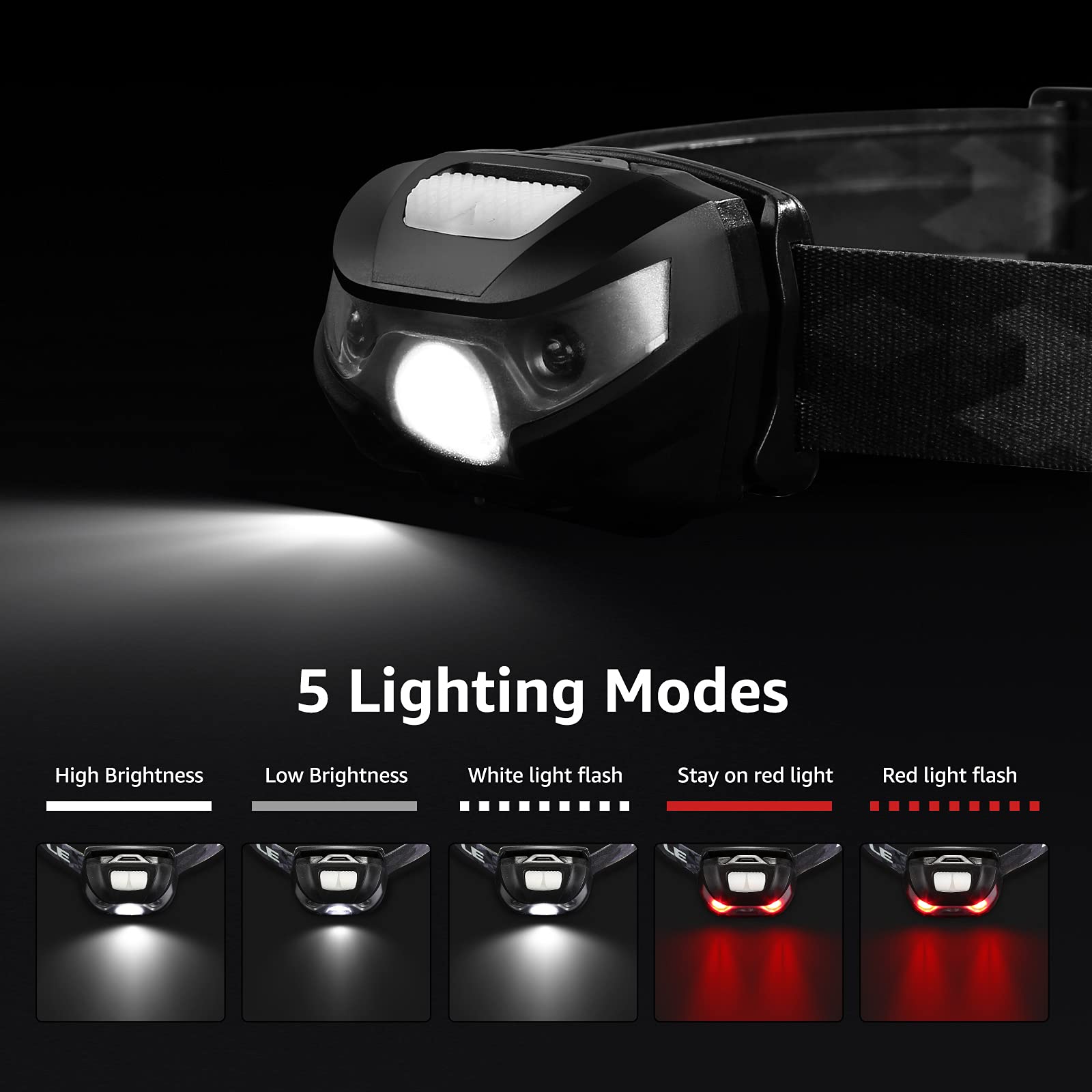Lepro Led Headlamp Rechargeable 3 Packs - Super Bright Head Lamp With 5 Modes For Camping & Hiking Gear Essentials, Ipx4 Waterpr