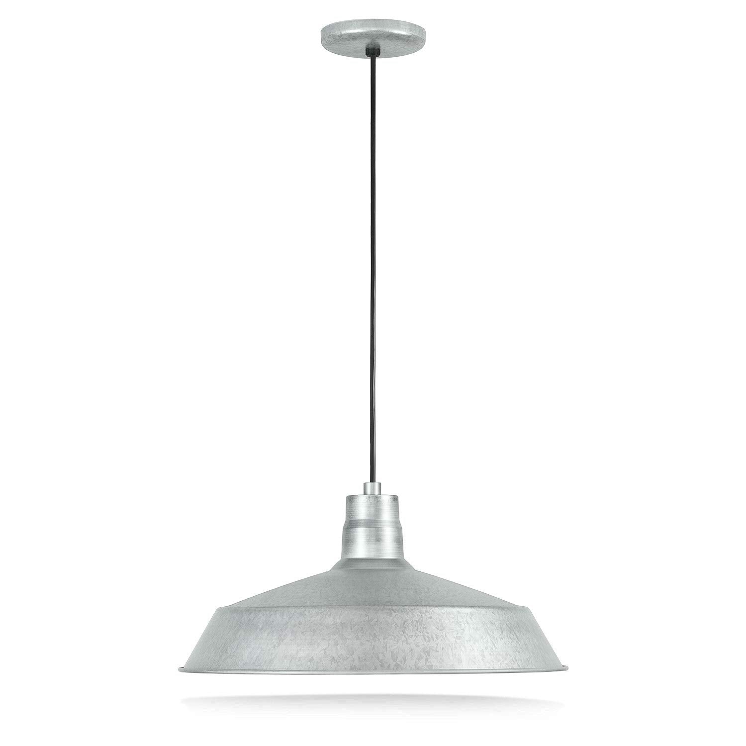 17-inch Industrial Galvanized Pendant Barn Light Fixture with 10ft Adjustable Cord, Ceiling-Mounted Vintage Hanging Light Fixtur