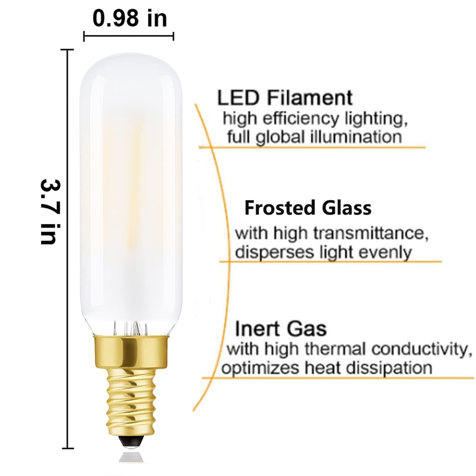 E12 Frosted Led Bulb Dimmable 2W Equal 25W Led Candelabra Bulb Daylight 4000K Clear T6 T25 E12 Edison Bulb For Ceiling Fan Light