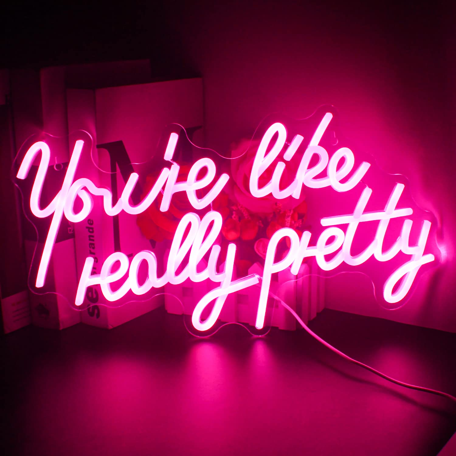 LUCUNSTAR Neon Sign LED Light for Wall Decor, Dimmable, USB, 8.9inx16.5in, Pink
