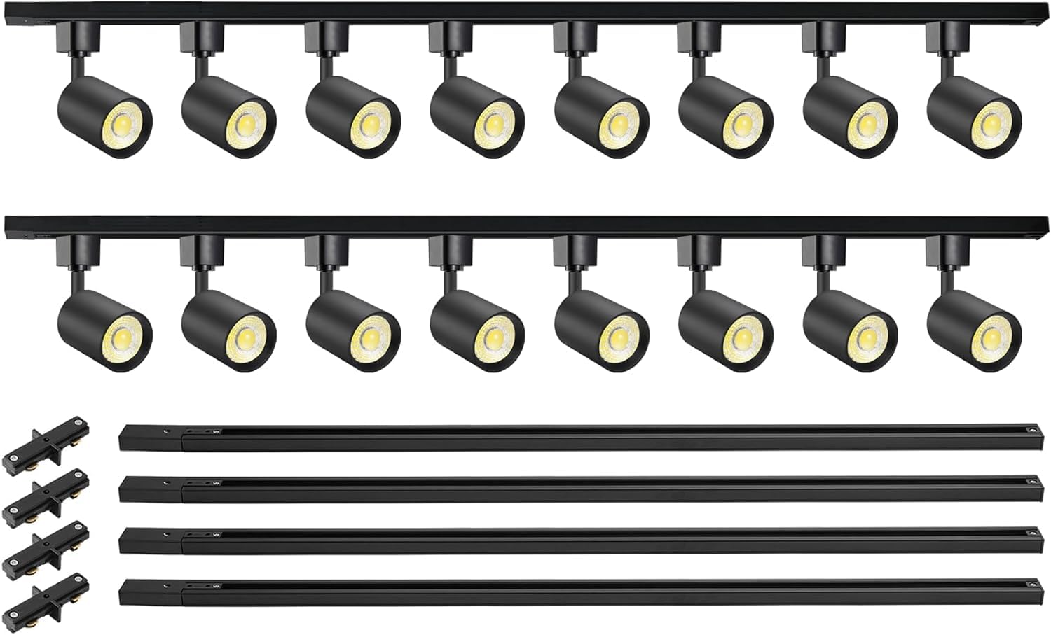 VANoopee 16-Light LED Track Lighting Kit with 13FT H Type Track Rails, Dimmable Track Light Heads Bright Ceiling Spotlight Fixtu