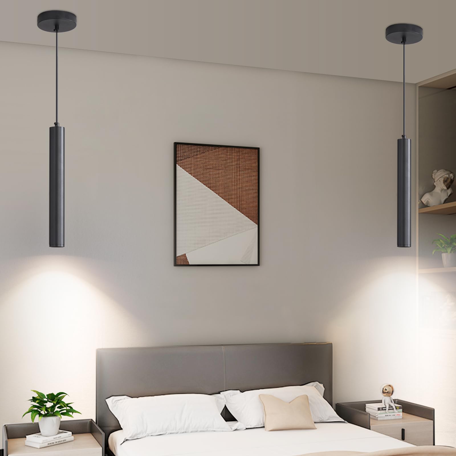 3 Pack Black Pendant Lights For Kitchen Island  Modern Minimalist Linear Hanging Light Fixtures  3 Color 3000K/4500K/6500K  Ceiling Pendant Lighting For Dining Room  Bedroom  Hallway  Bedside