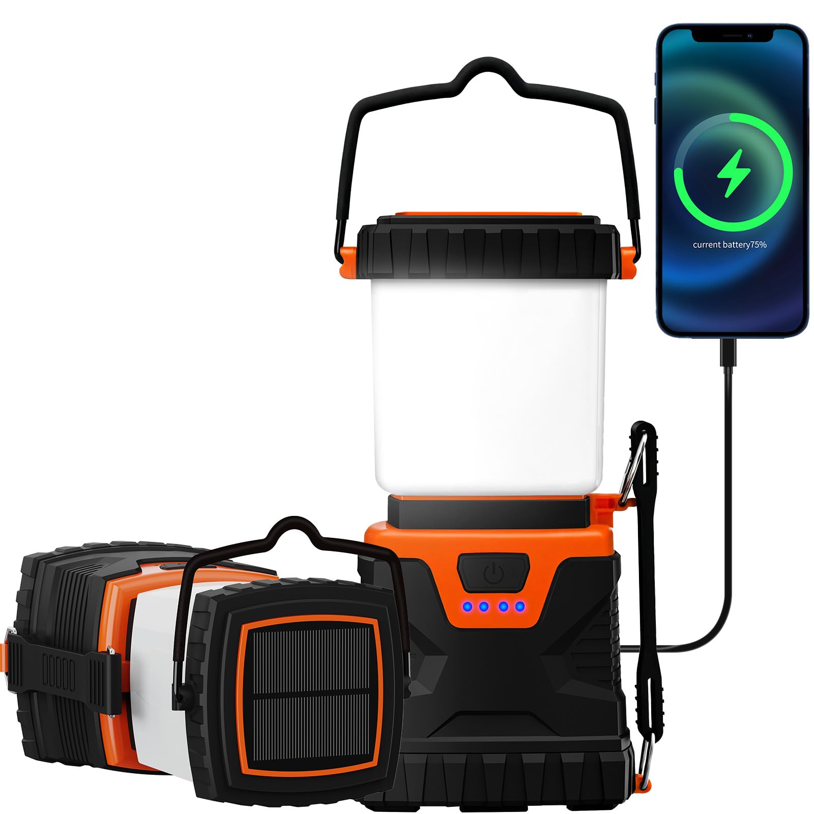 Xynover LED Camping Lantern 1000LM Rechargeable IP44 Waterproof 2-Pack Orange
