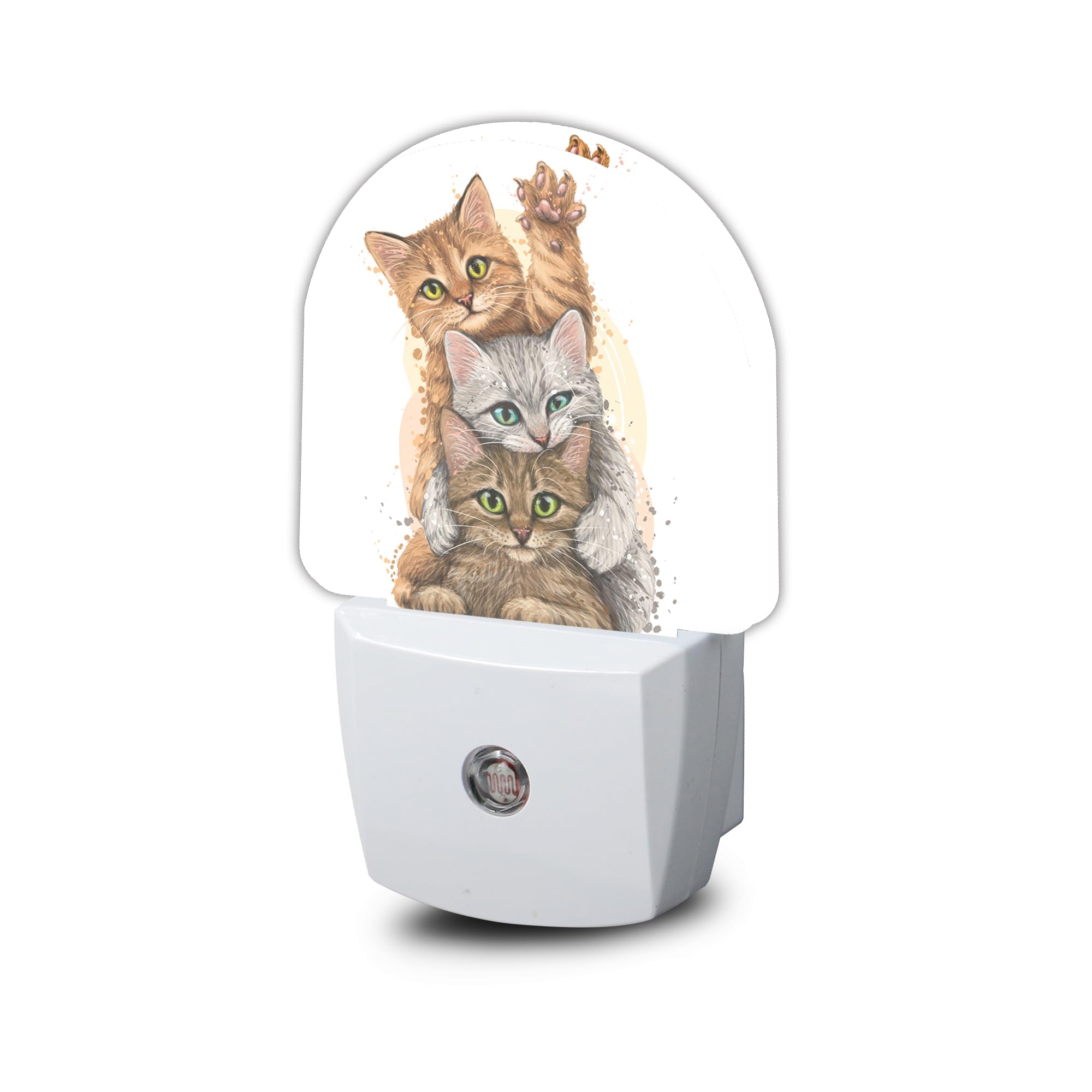 AOWULA Funny Cats Night Light,Night Lights Plug into Wall, Dusk to Dawn Sensor LED Lamp 0.5W for Boys/Girls/Women/Men Decoration