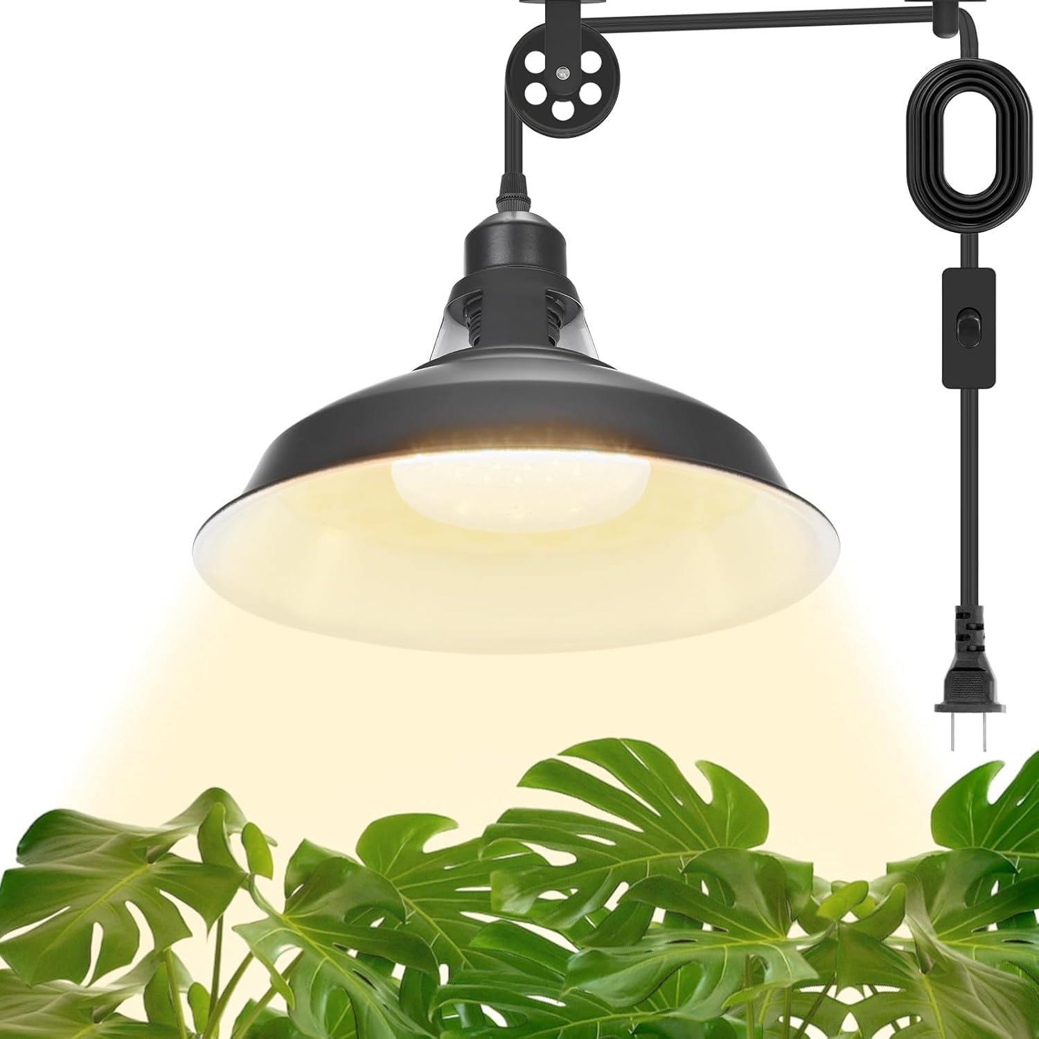 MYSWEETY Hanging Grow Light, Full Spectrum Hanging Plant Lights for Indoor, Vintage Decorative Grow Lights with 16.4FT Power Cor