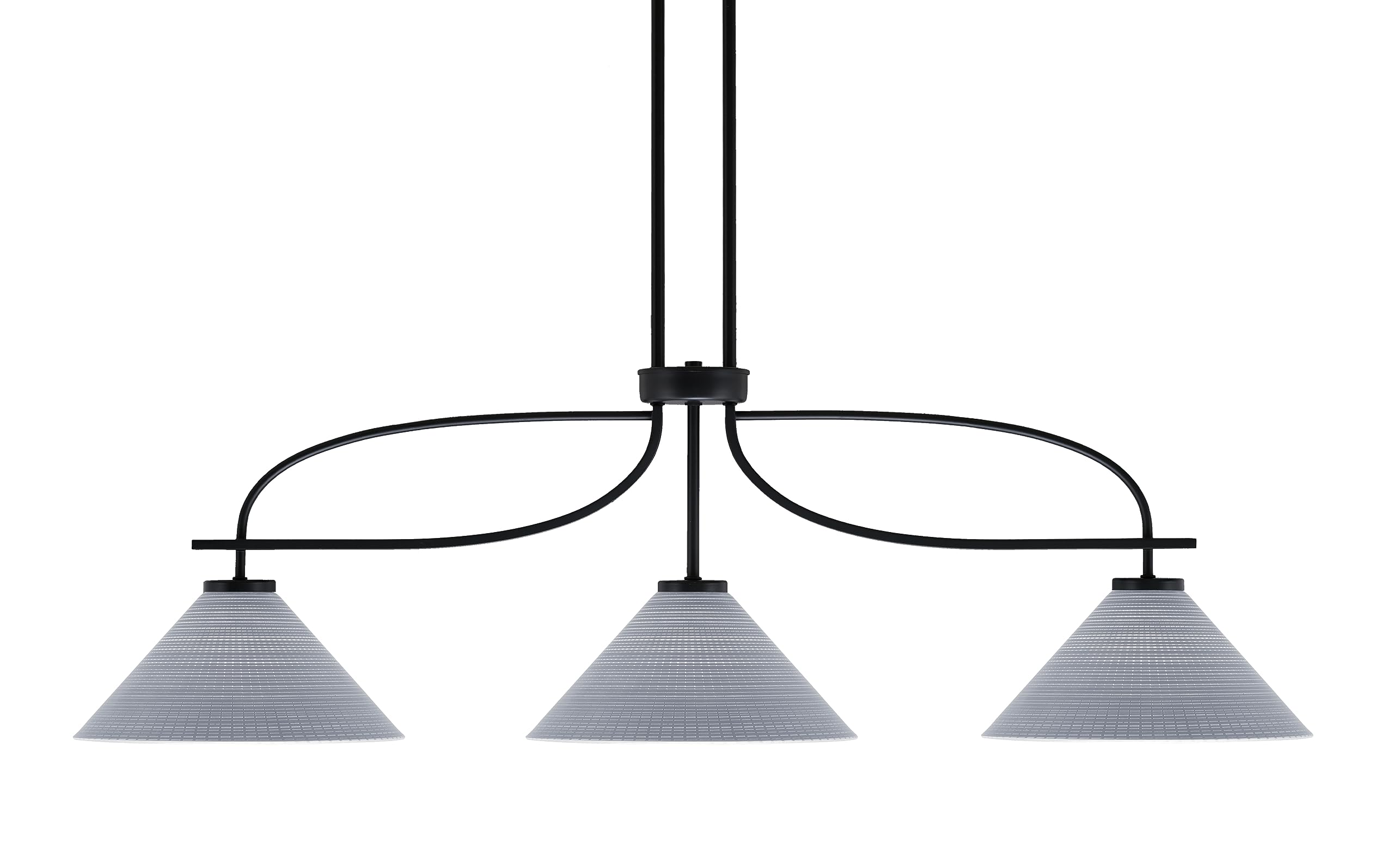 Cavella 3 Light Island Light Shown in Matte Black Finish with 12&quot; Gray Matrix Glass