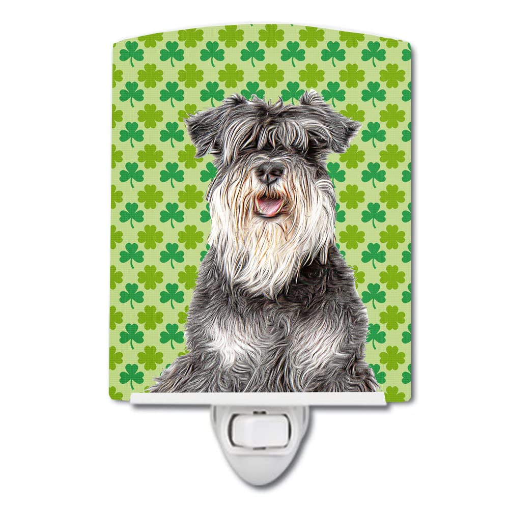 Carolines Treasures Ceramic Night Light, St. Patricks Day Schnauzer, 6x4x3in, Multicolor, Model KJ1199CNL