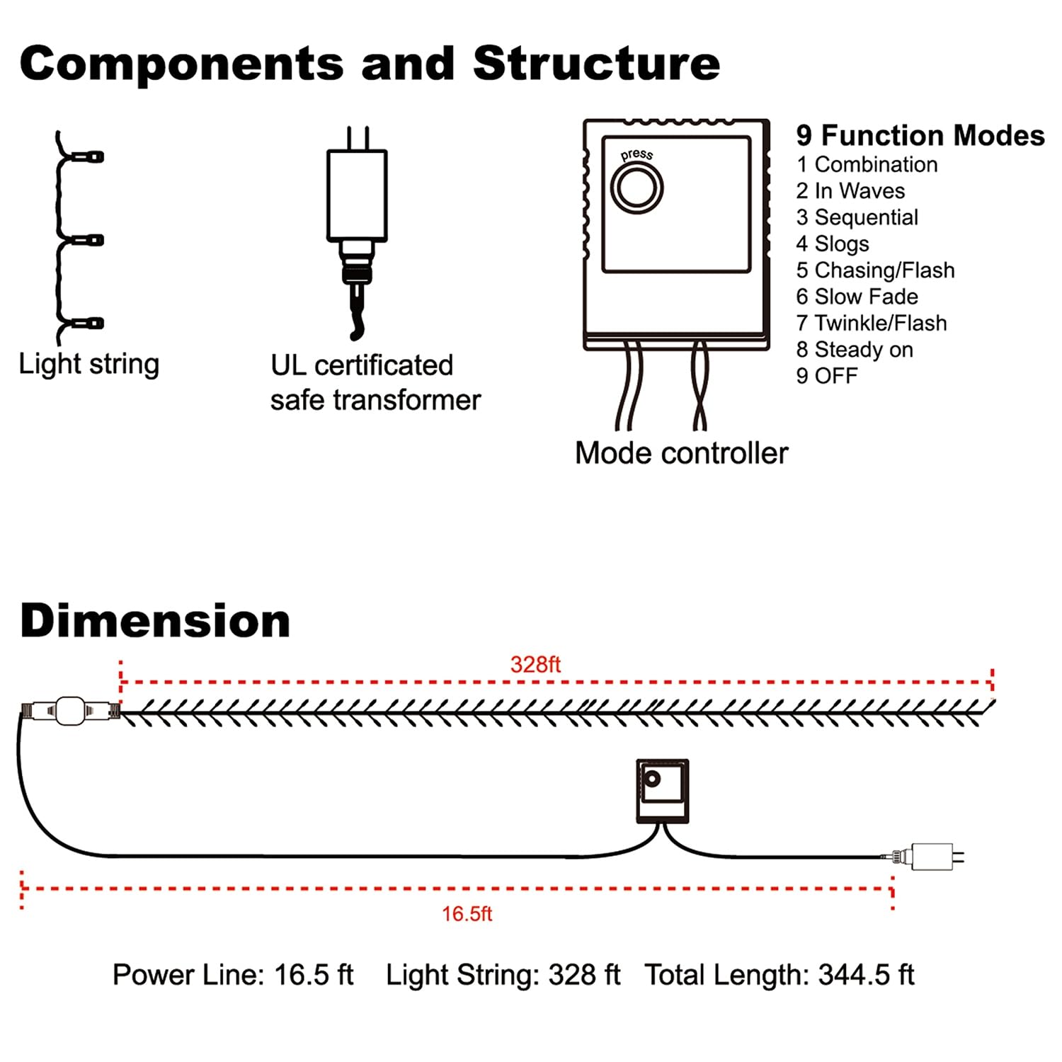 Waterglide 1000 Led Halloween String Lights, 328 Ft, Remote, Waterproof, Orange & Purple