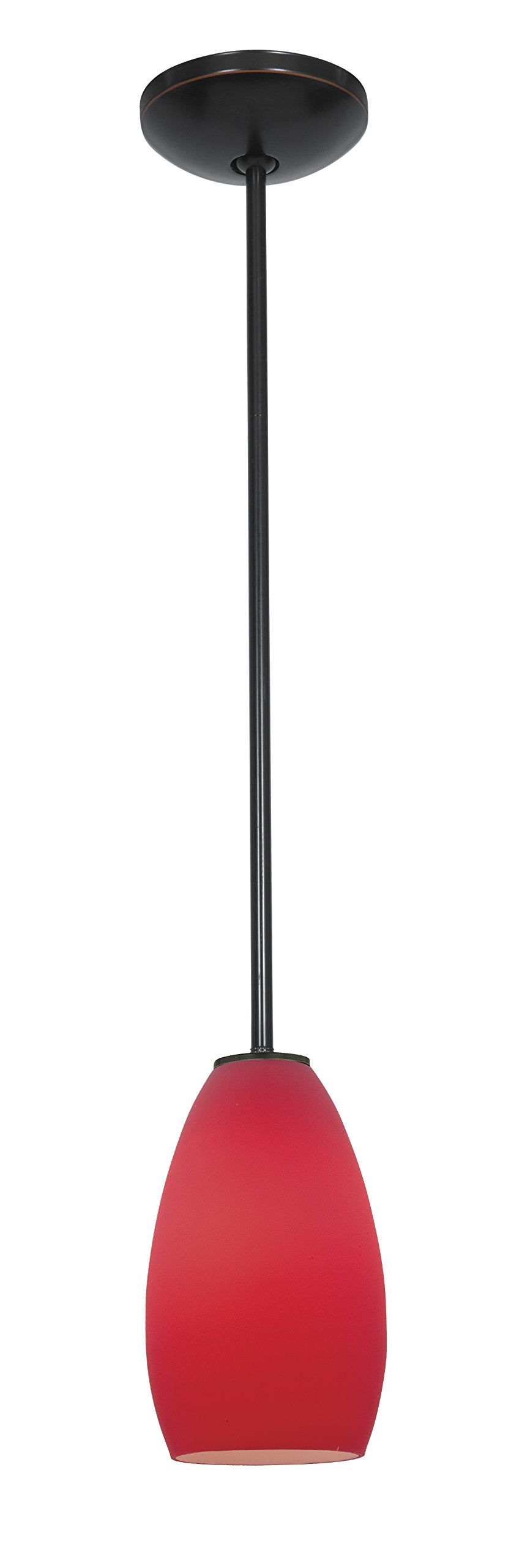 Champagne Glass Pendant - 1-Light Pendant - Rods - Oil Rubbed Bronze Finish - Red Glass Shade