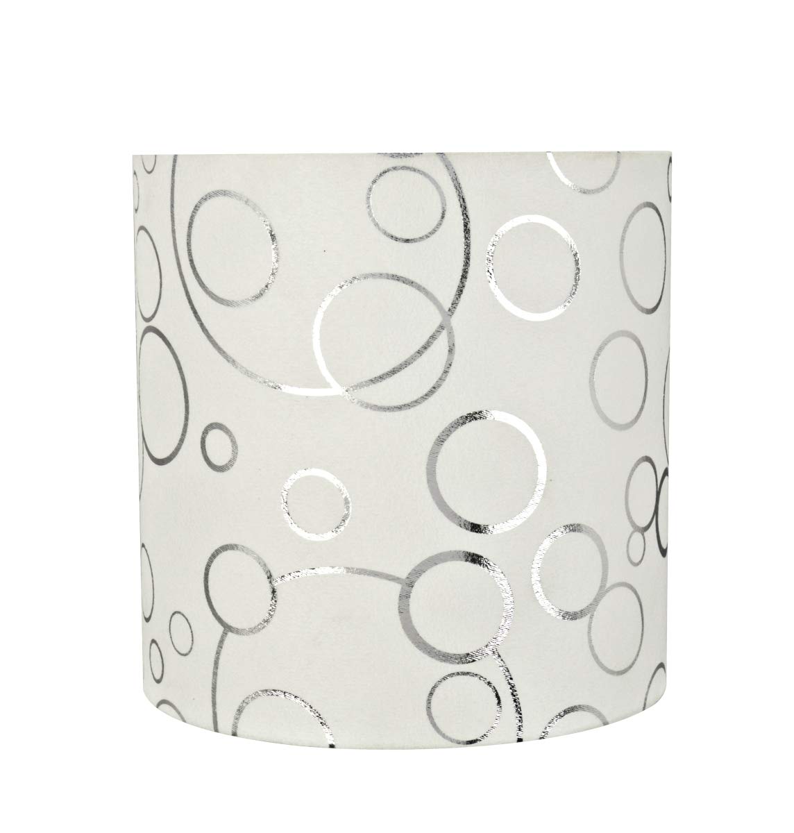 Aspen Creative Drum Lamp Shade 8in Suede Fabric White with Silver Circle Pattern Model 31234A