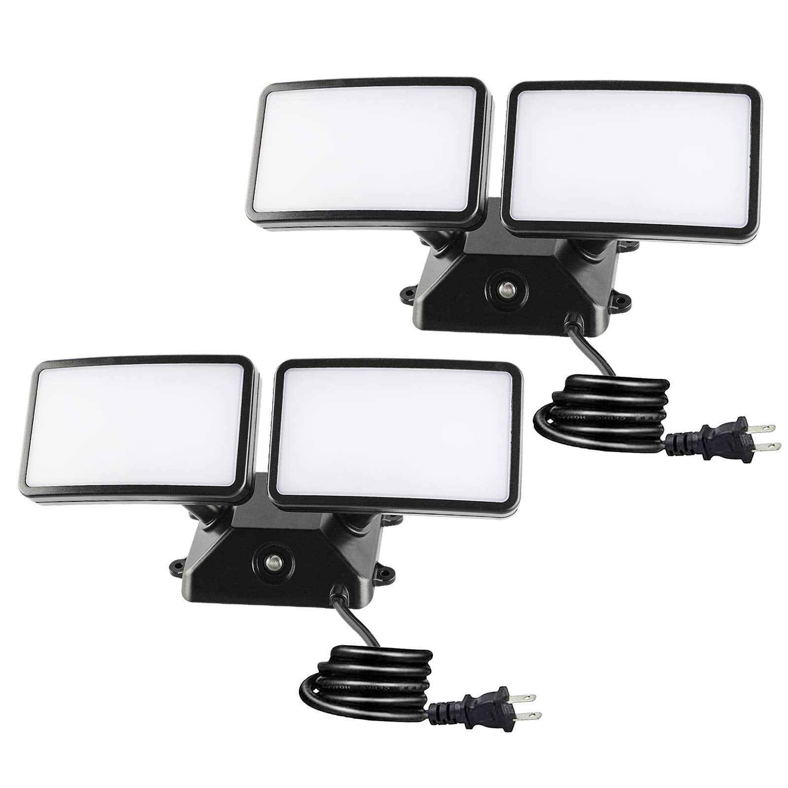 FAGUANGAO Dusk to Dawn LED Security Light,18W Plug in Flood Light Outdoor,5000k Daylight,1600lm, IP55 Waterproof,Adjustable 2 He