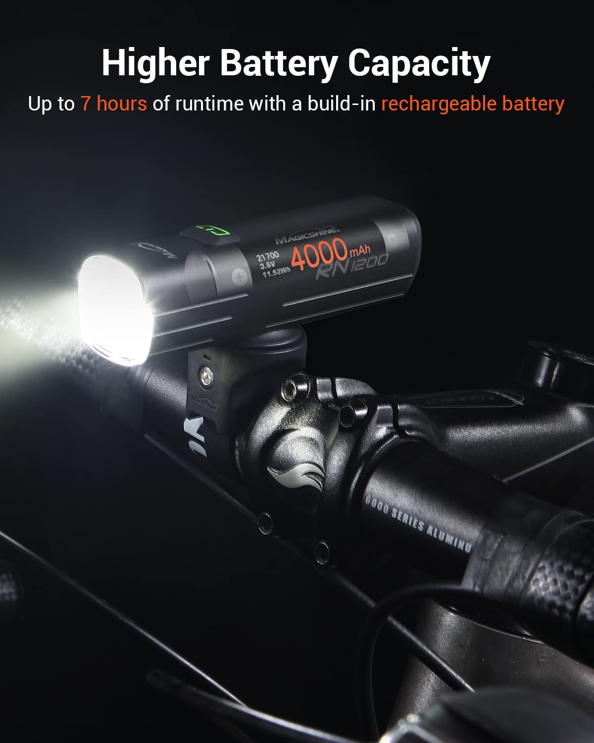 Magicshine Bike Light Rn 1200, Cree Led, Ipx7, 4000Mah Battery Type-C Reverse Charging, Powerful Bike Headlight Compatible With: Mountain, Kids, Street