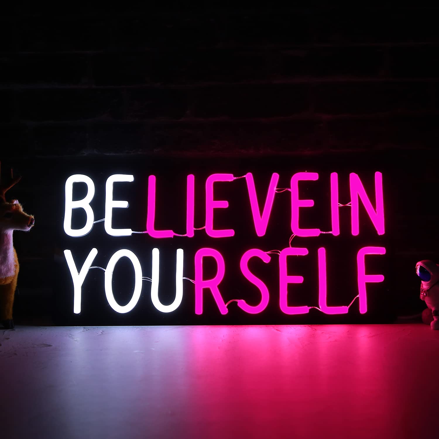 Believe In Yourself Neon Sign Usb Powered For Room Decor, Led Neon Light Sign Dimmable For Kids Bedroom Office Bar Wall Art Birthday Gift 16 * 7.5 Inches Blue