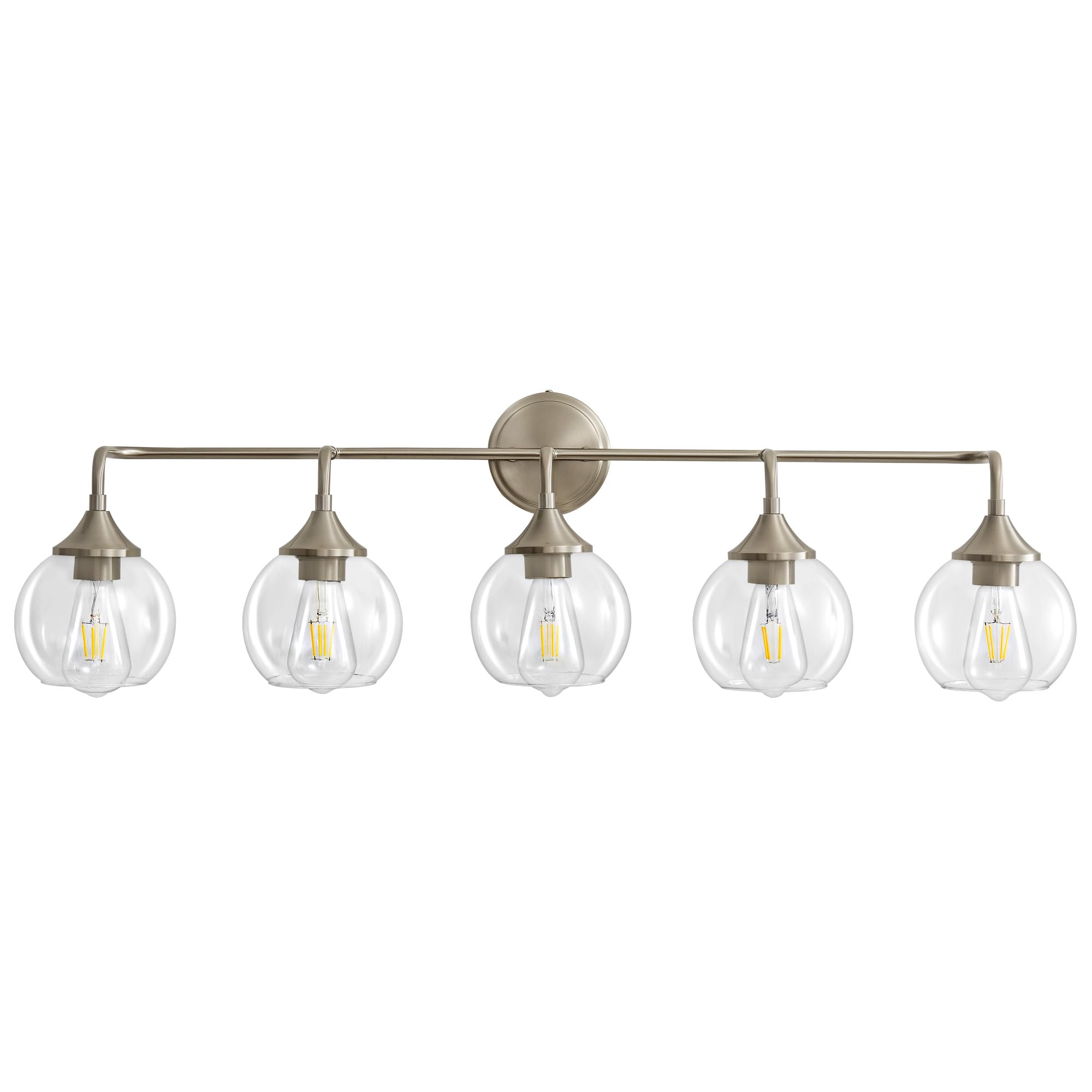 Gednbo Bathroom Vanity Lights With Clear Glass Shade  E26 Base  Vanity Lighting Fixtures Over Mirror  39 Inch Vanity Lights For Bathroom (Exclude E26 Bulb) (Brushed Nickel  5-Lights)
