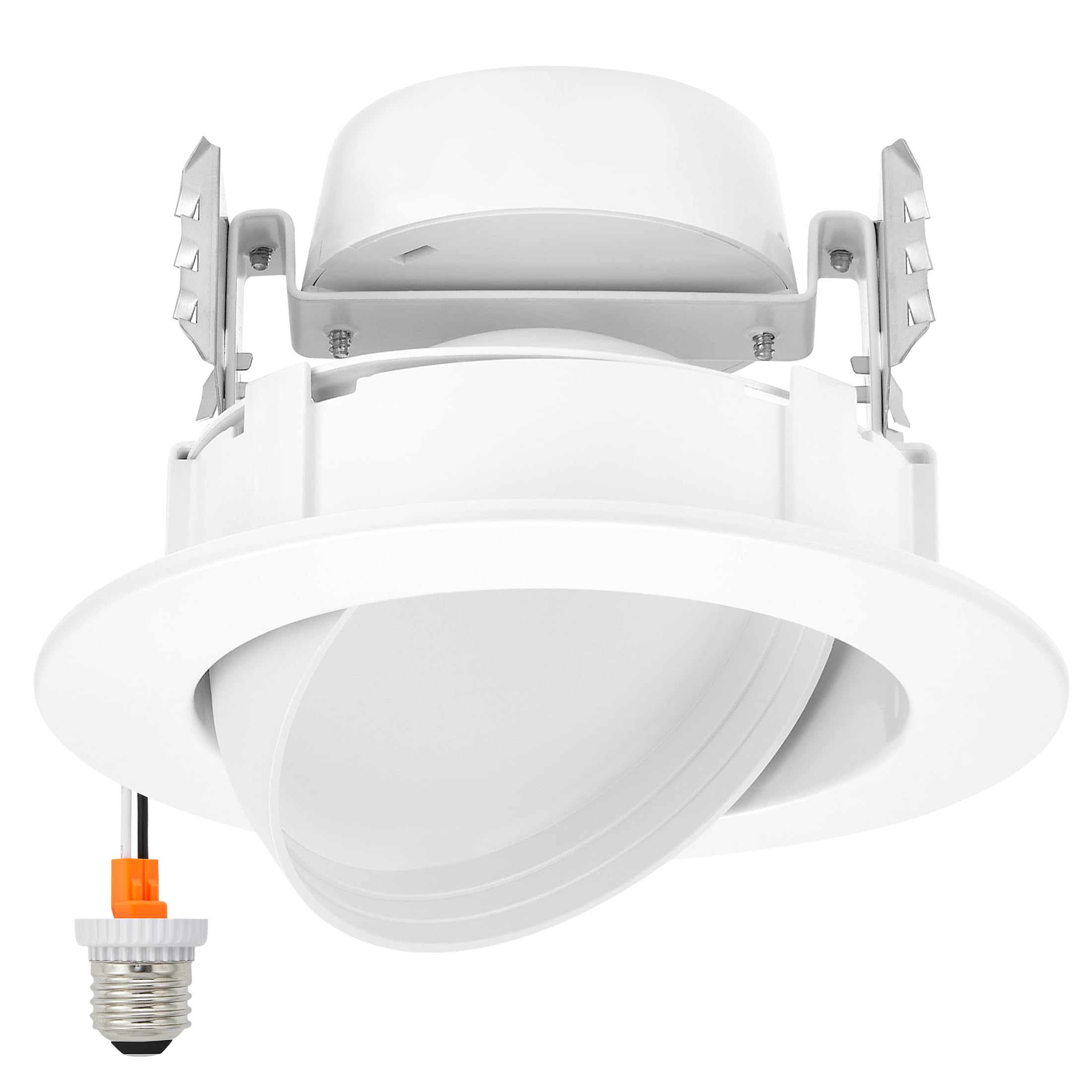 Maxxima 4 in. Rotatable LED Retrofit Downlight Gimbal, 950 Lumens, 10 Watts, 5 CCT 2700K/3000K/3500K/4000K/5000K, Dimmable, Plas