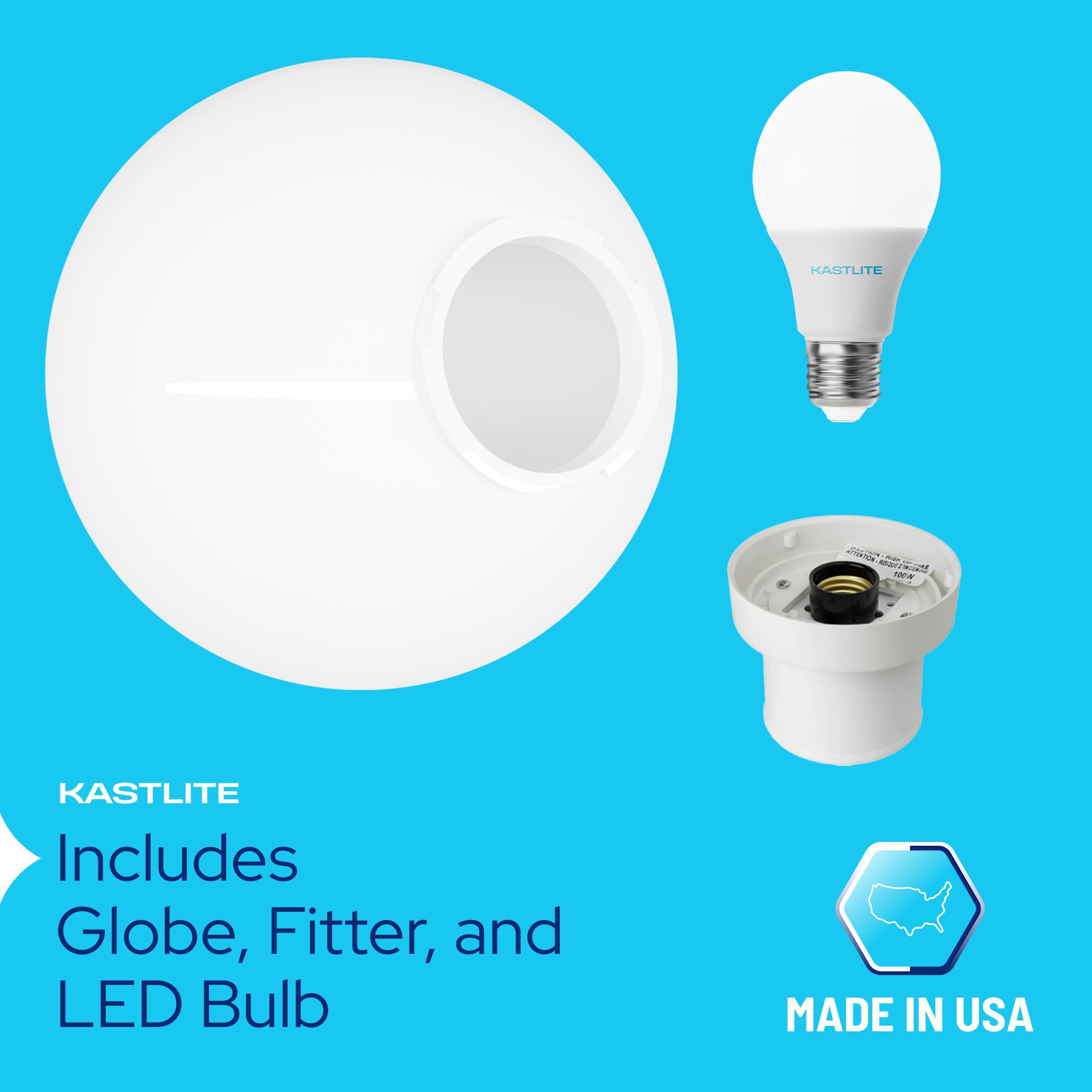 Kastlite Lamp Post Globe Combo Lighting Fixture | 12 White Acrylic Lens With White Fitter & Twist Lock Mounting | Fits 3 Diameter Posts (Not Included) | Comes With With 5000K Led Bulb