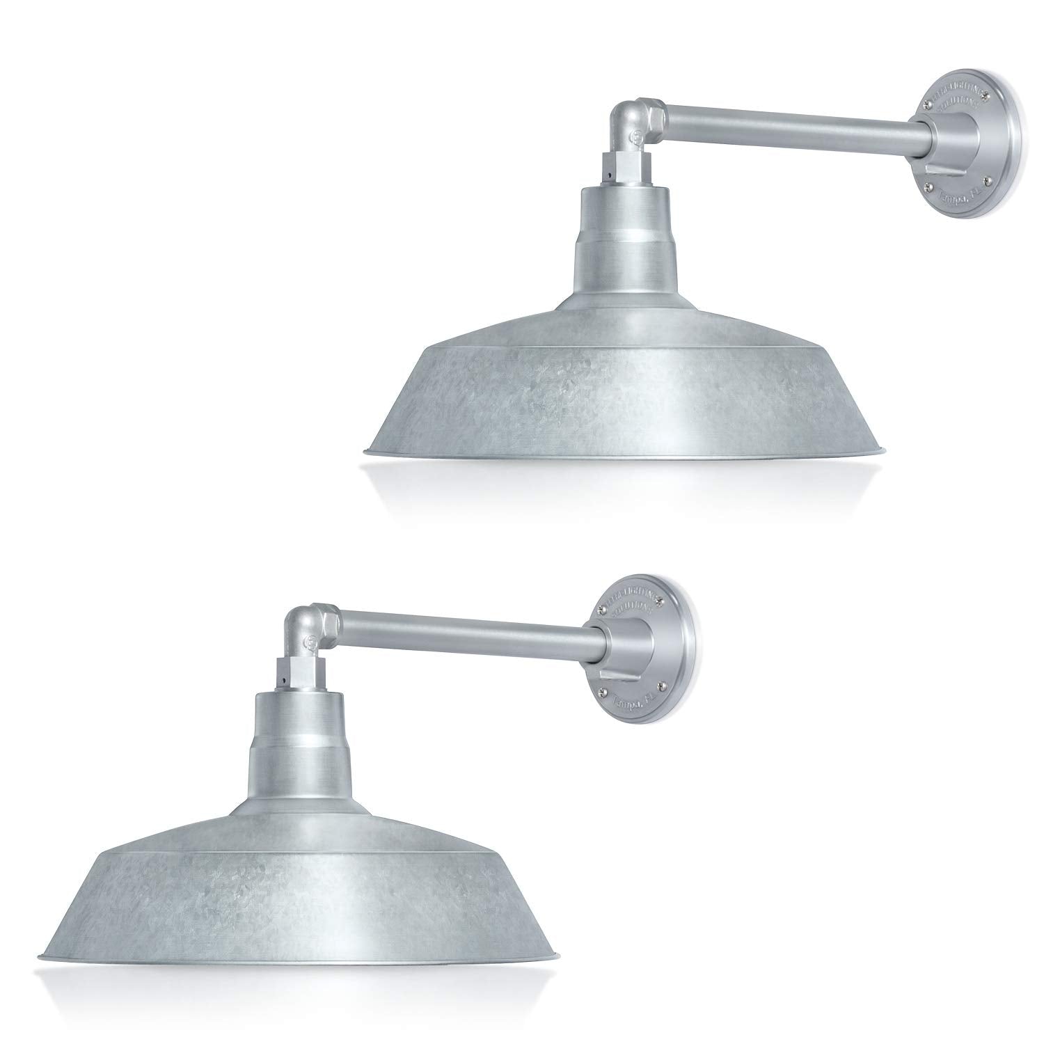 14In. Galvanized Outdoor Gooseneck Barn Light Fixture With 13In. Long Extension Arm - Wall Sconce Farmhouse, Vintage, Antique Style - Ul Listed - 9W 900Lm A19 Led Bulb (5000K Cool White) - 2-Pack