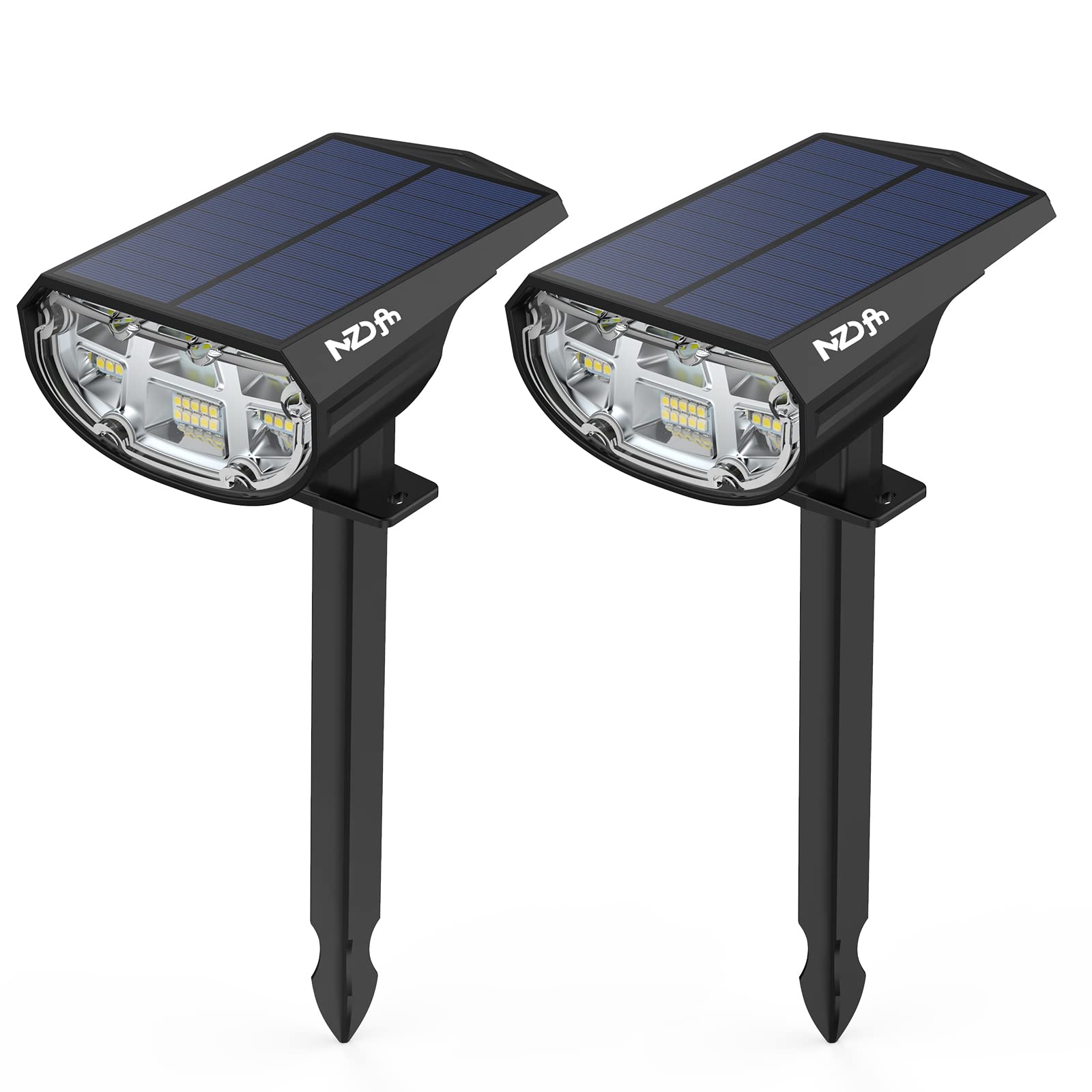 NZDFH Solar Spot Lights Outdoor, IP68 Waterproof Solar Landscape Spotlights,3 Modes Outdoor Solar Garden Lights, USB & Solar Pow