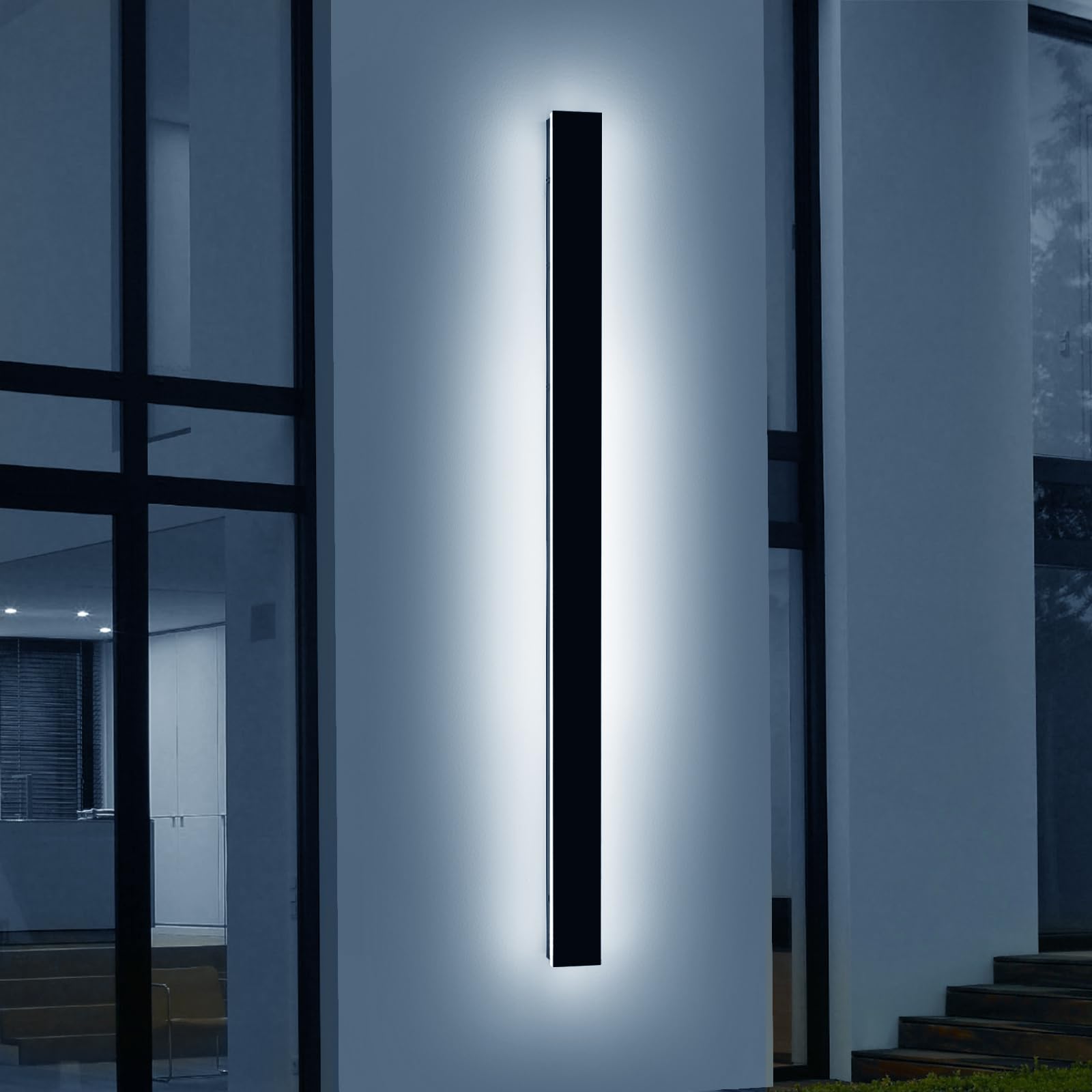 Daoseolo 71inch Outdoor Wall Light, Dimmable 3000K-6000K, IP65 Waterproof Aluminum Sconce with Remote Control