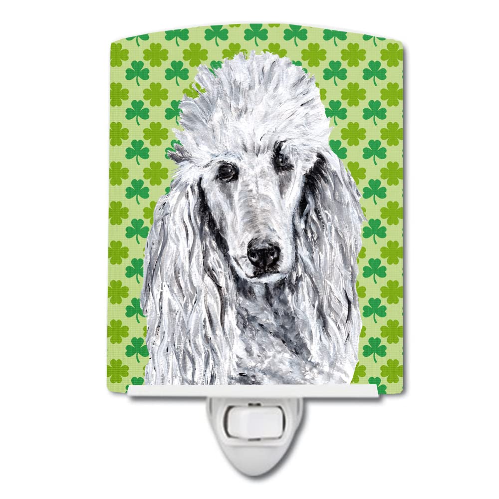 Carolines Treasures Ceramic Night Light, St. Patricks Day, 6x4x3in, Model SC9727CNL, White Standard Poodle, UL-Certified