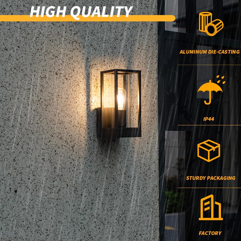 Dandray Outdoor Wall Light, Aluminum Waterproof Fixture for Porch, Front Door, Black, Model 5931-US