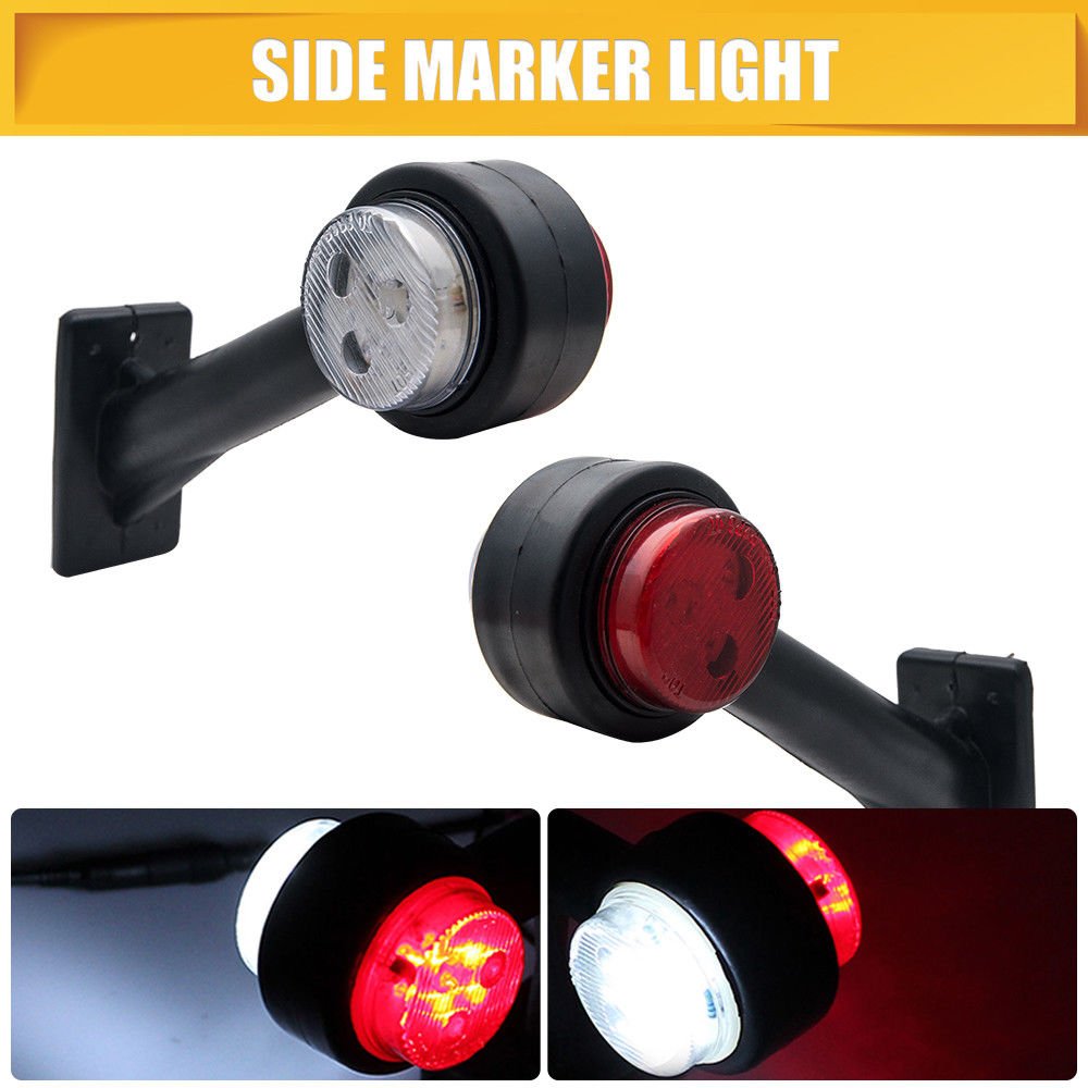 MASO 12V LED Side Outline Stalk Marker Lights - 20CM White Red for Trailer Truck Caravan