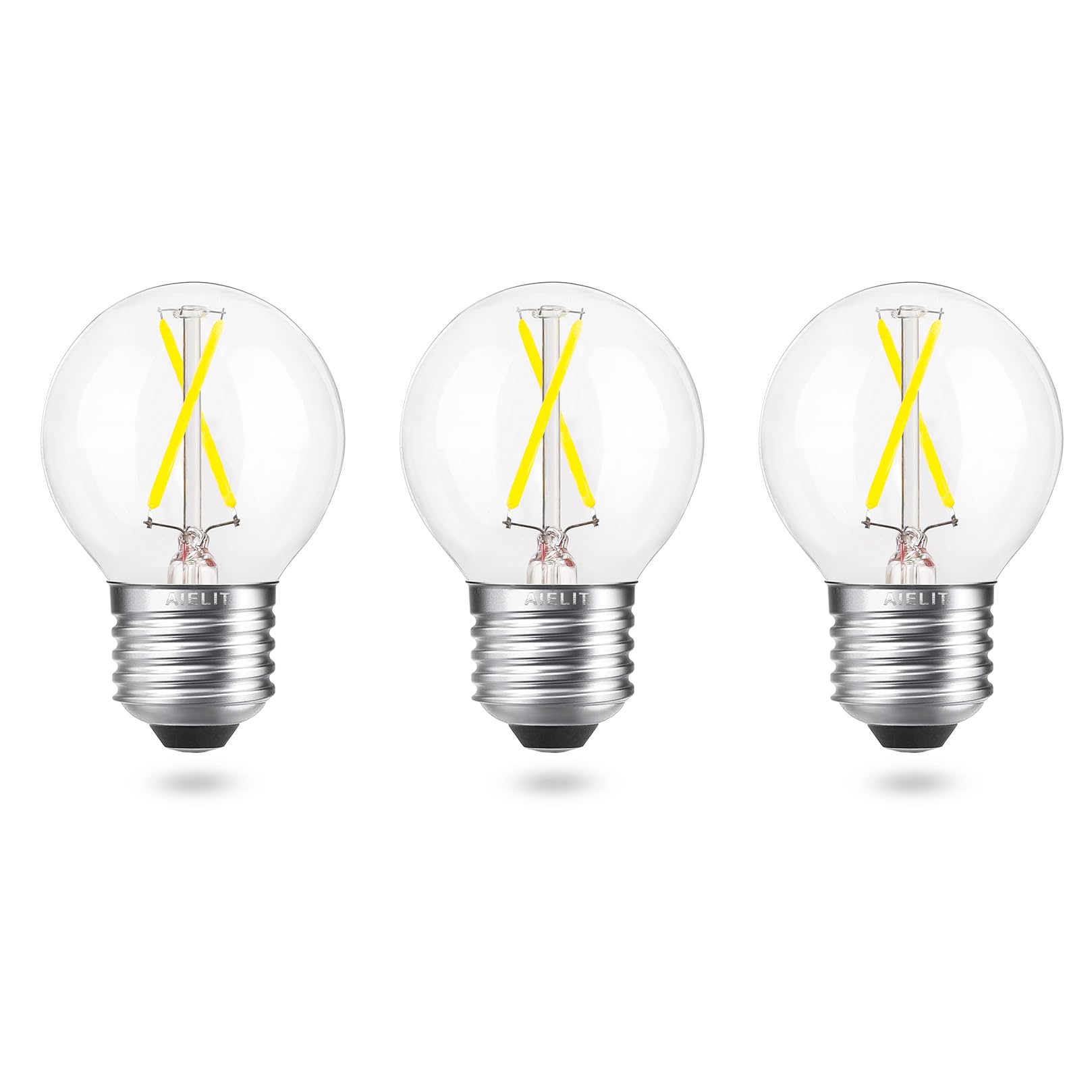Aielit Led 2W (25 Watt Equivalent) Light Bulbs, Cool White 6000K, Dimmable Energy Saving Globe Bulb, E26 Medium Screw Base Led E