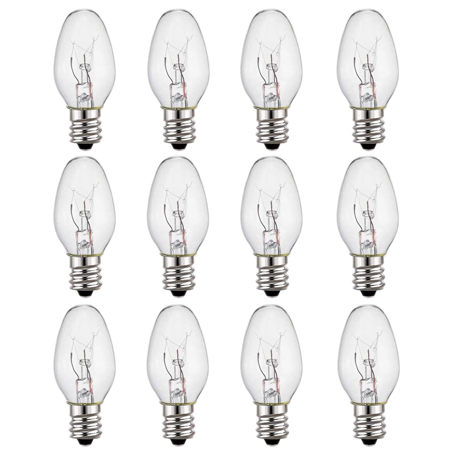 C7 Night Light Bulb 4 Watt,E12 Candelabra Base,15 Lumens,Small Light Bulb,Night Light Replacement Bulbs,Clear, Soft White - 12 Pack