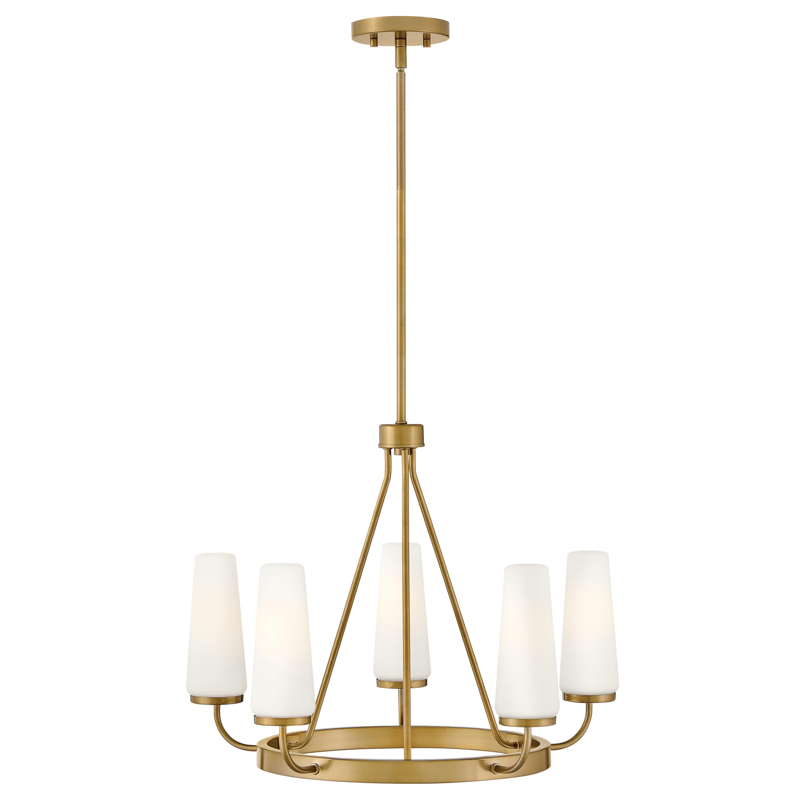 Lark Selma Medium Single Tier Chandelier, Etched Opal Glass Shades, Classic, 1-6 and 2-12 Down Rods, Gold Finish