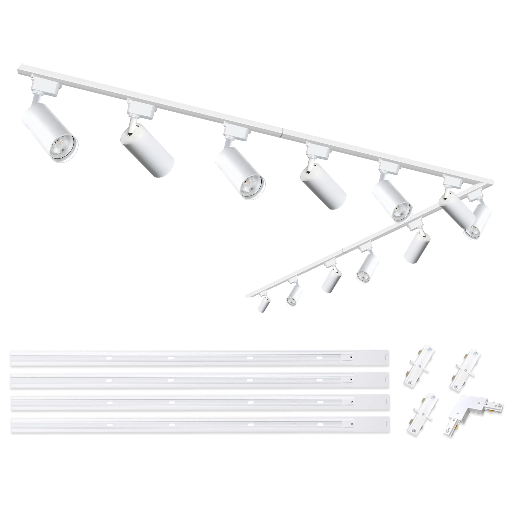 Bravsekai Ultra-Bright H Type Track Lighting Kit with 13.1 FT Track Rails, 12 Heads 4000K Natural White 20W 2400lm, Dimmable Plu