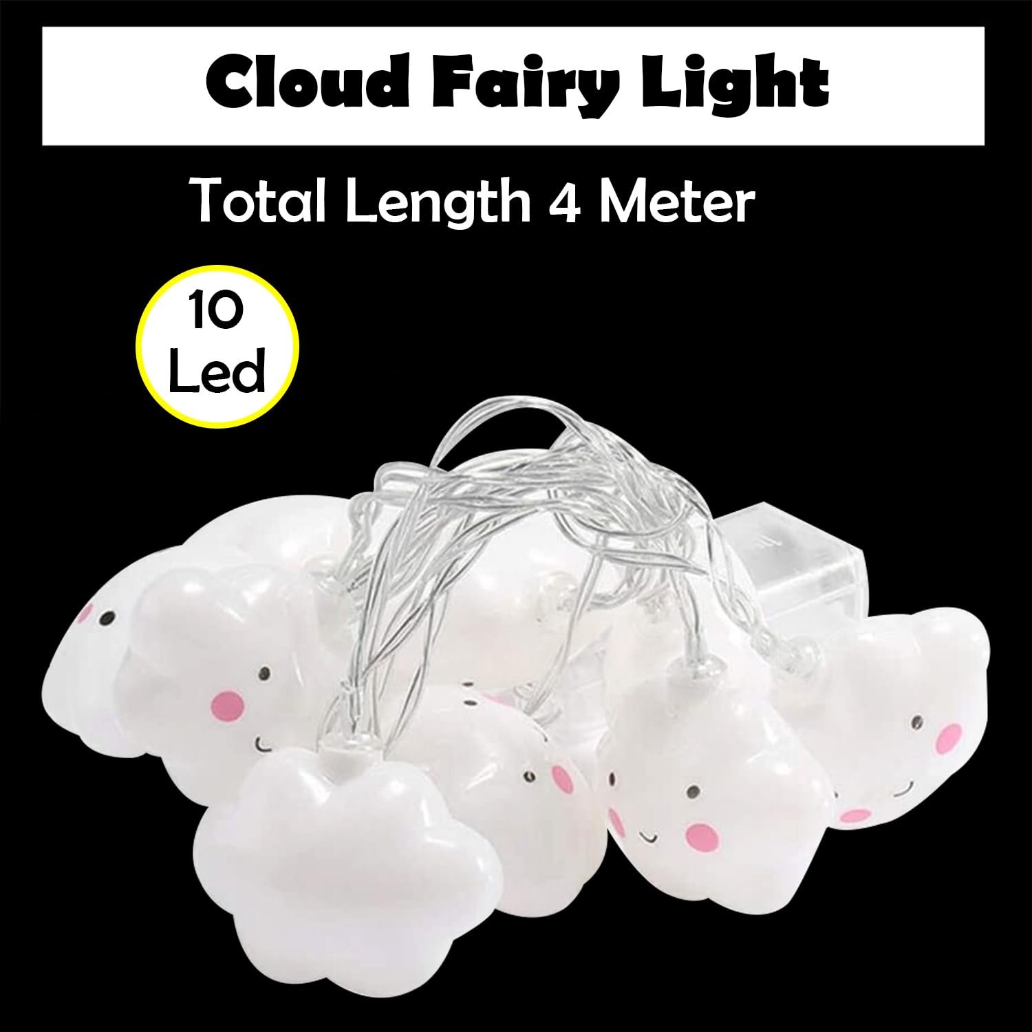 Party Propz Lights for Kids Room - 14 Feet, 10 Led, White Cloud Lights for Decor | Cute Lights for Room | Kids Room Decoration I