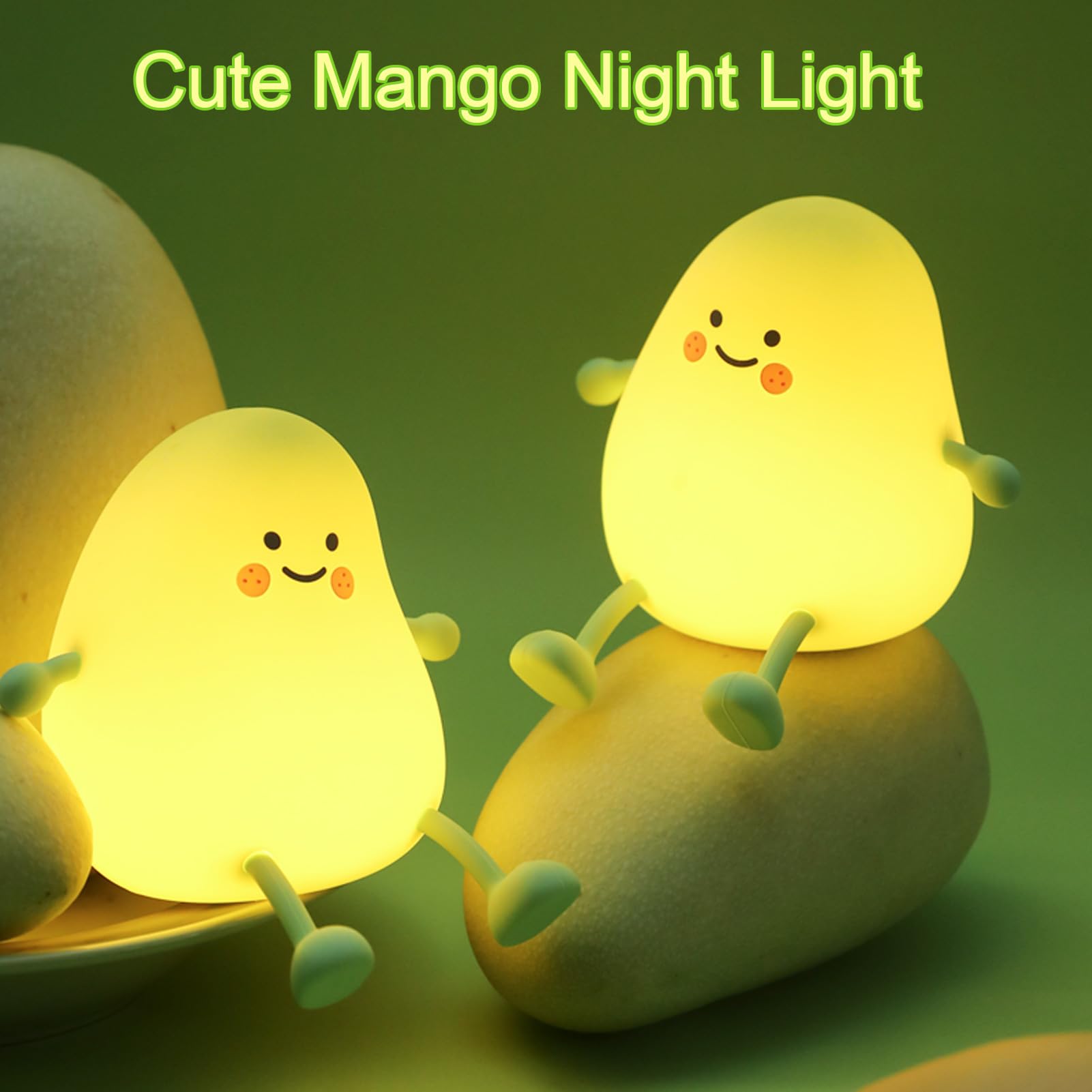 Smoorita Cute Night Light For Kids, Mango Sleep Lamp Warm Light Bedroom Decor Kids Night Light, Silicone Nightlight Baby Nursery