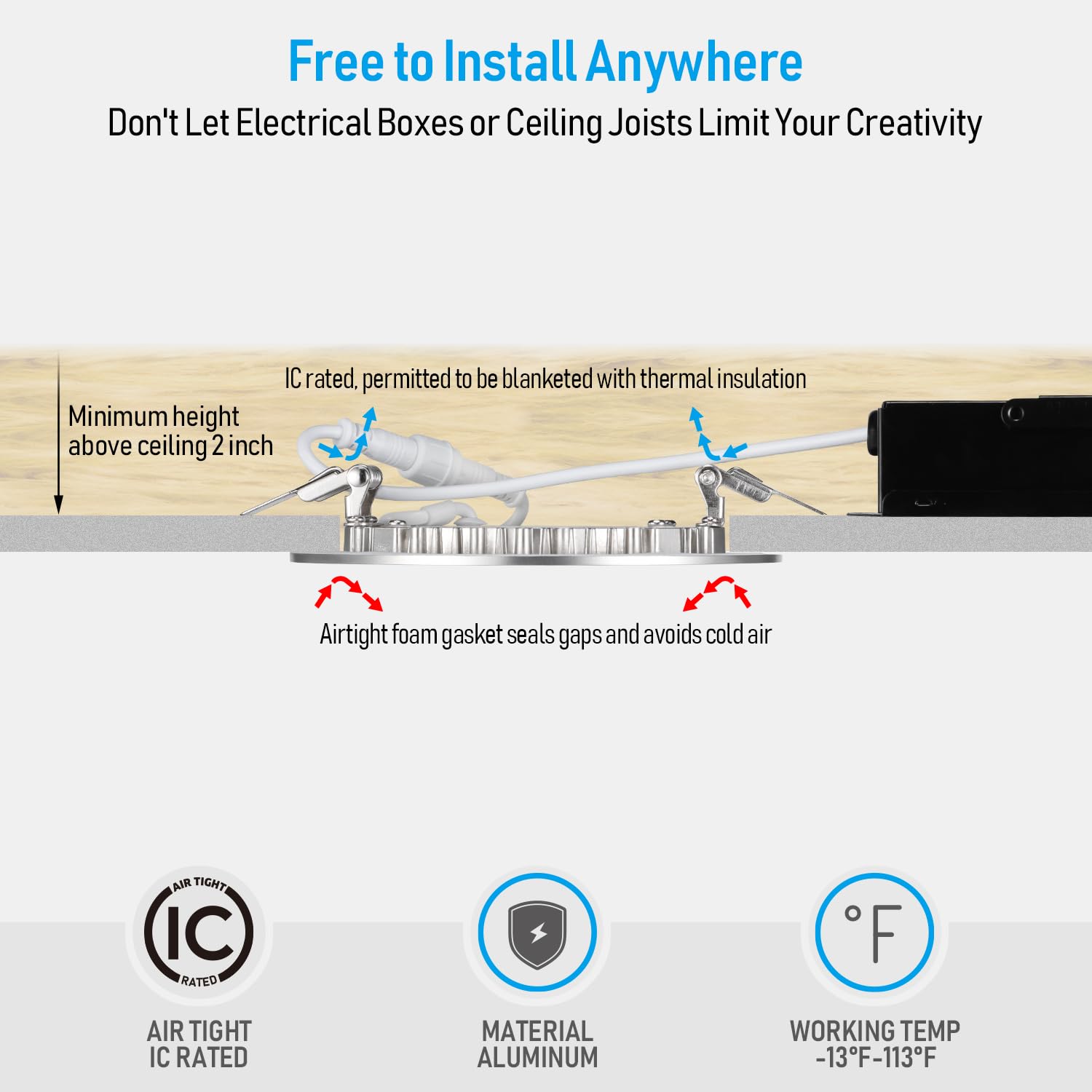Torchstar E-Lite Series 4 Inch Slim Recessed Lighting With J-Box, 10.5W Ultra-Thin Led Recessed Light, Dimmable Canless Downlight, Etl&Es Listed, Cri90, 2700K Soft White, Satin Nickel, Pack Of 6