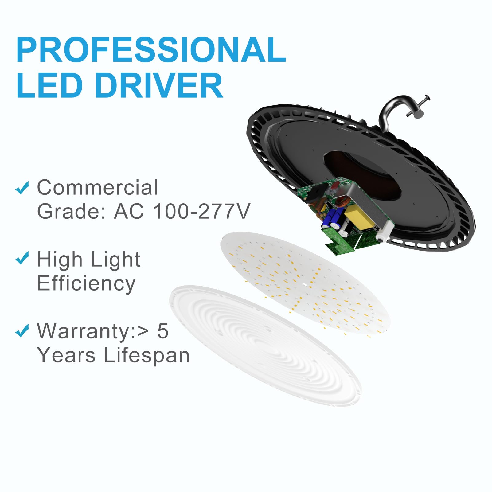 Lightdot 300W Ufo Led High Bay Light 5000K 45000Lm High Bay Led Light, Etl Listed Led Bay Light For Commercial Lighting-6Pack(Co