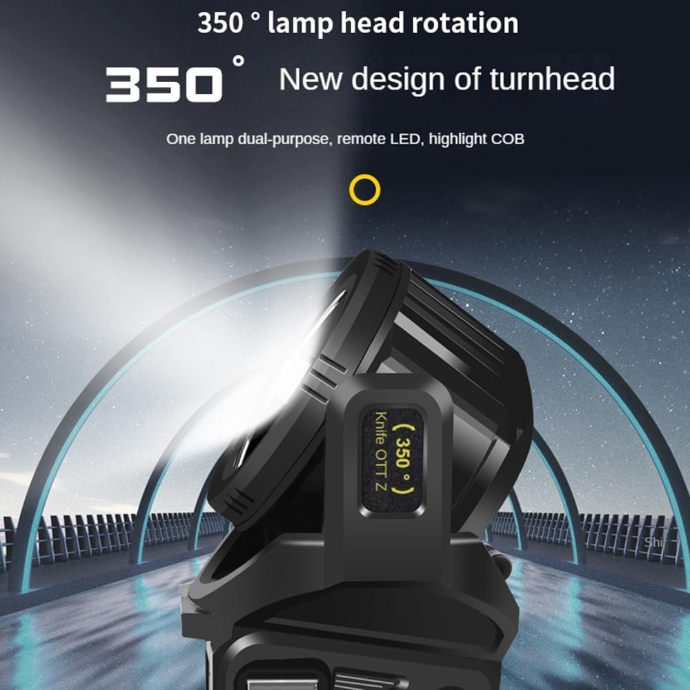 LETOUR Rechargeable LED Spotlight Flashlight, 350° Rotate Head, 9 Modes, IPX6 Waterproof, XX-Large, LT-CL012B