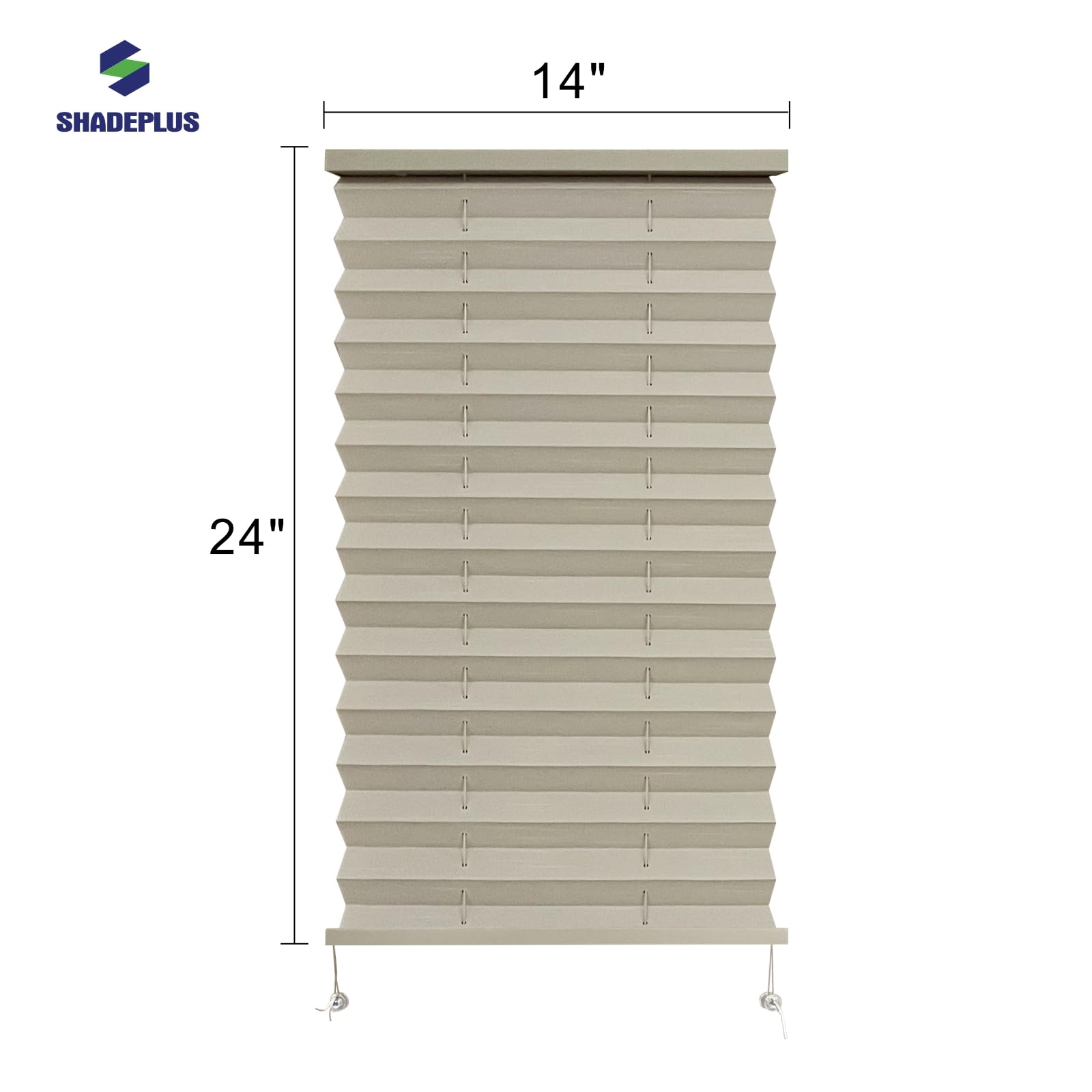 SHADEPLUS RV Pleated Shades, 14" W x 24" H, Cappuccino Fabric Blinds for Travel Trailers and Motorhomes, Model NBZL-CAP-14/24