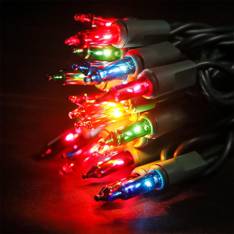 Multi-Sparking Christmas Lights Multicolor 35 Count - Incandescent Mini Christmas Lights For Indoor Outdoor Christmas Tree Decorations, 8.5 Feet Green Wire Colored Christmas String Lights