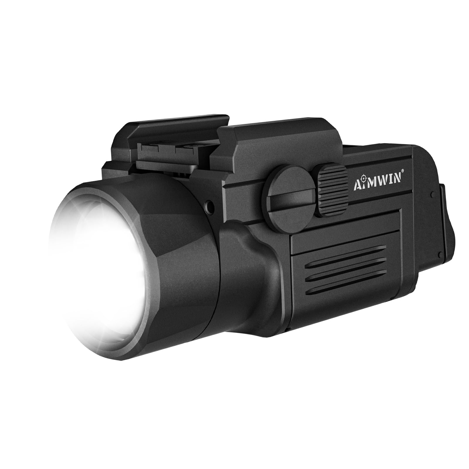 AIMWIN WL12 Weapon Light 650 Lumen 410 Meter Long Range 42000 Candela Compact Magnetic Rechargeable Rail Mounted Handheld Toy Light Tactical Flashlight for GL Rail/1913 Picatinny Rail