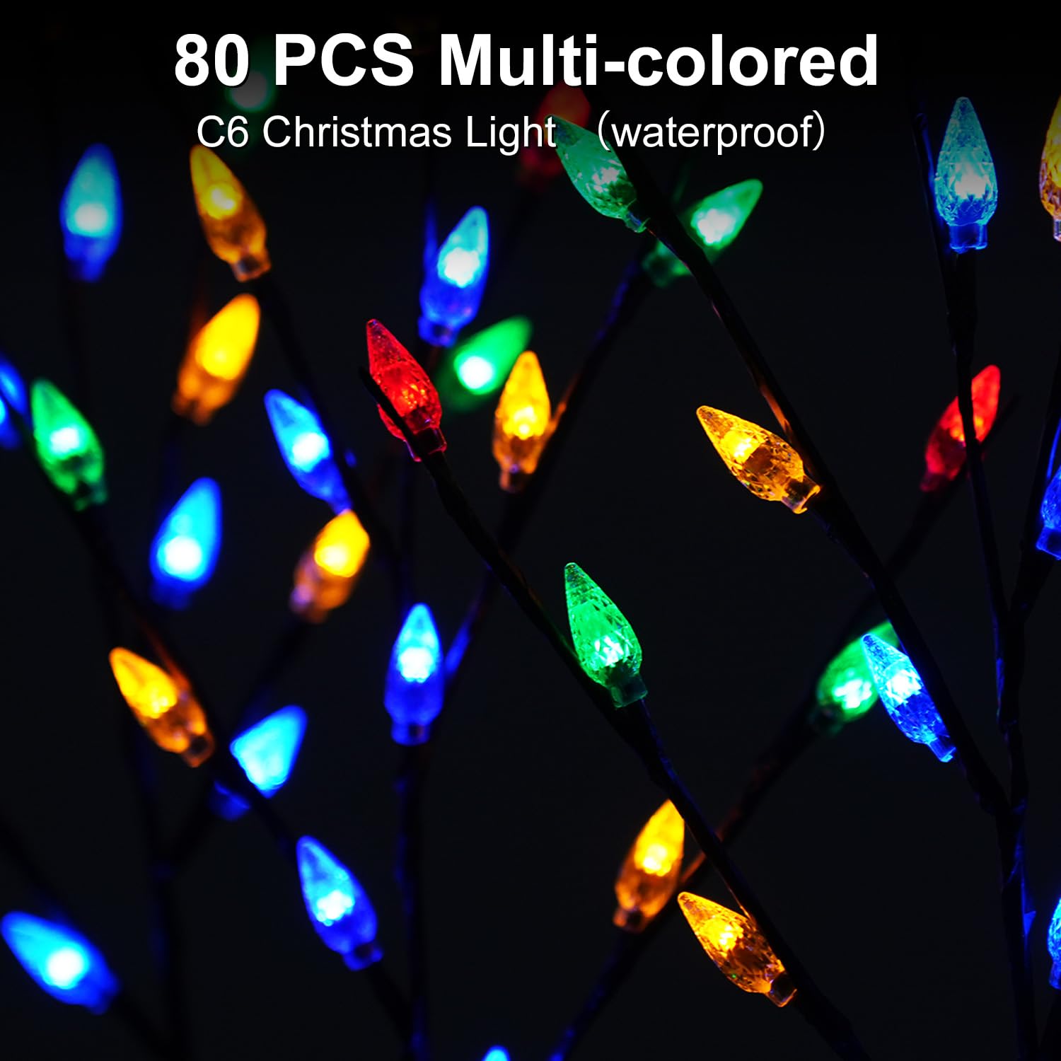 Cmuloiet 4 Sets Solar Christmas Tree Lights - Ip65 Waterproof, 80Pcs Multicolor C6 Led For Outdoors