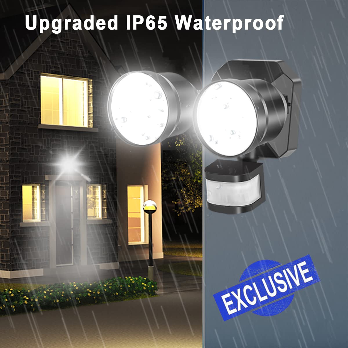 EMANER LED Flood Light, 280W Equivalent, Dusk to Dawn, 4-Mode, Gray, 2-Pack, Model EMR-7032A