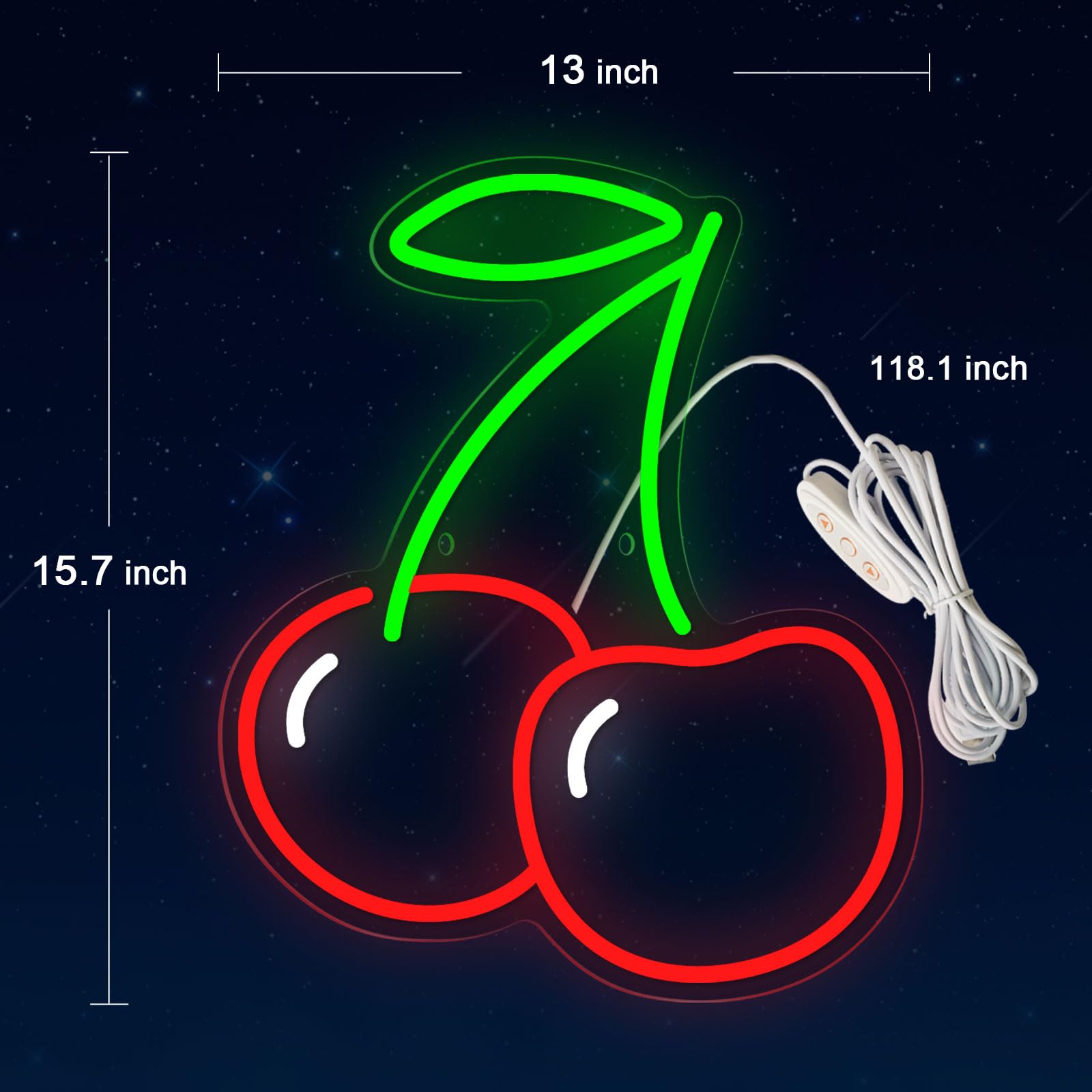 AYwYyjCh Cherry Neon Sign - LED Wall Decor, 15.7" x 13", Red, Dimmable Aesthetic Light for Bedroom, Birthday Gift, Model YFNHD002