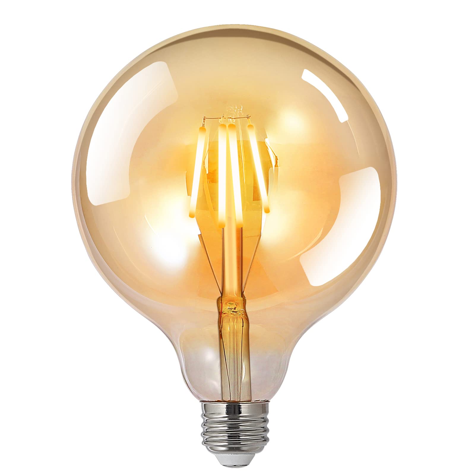 BoostArea G125 LED Globe Bulbs, 6W Antique Vintage, 2700K Warm White, Amber, 2 Pack