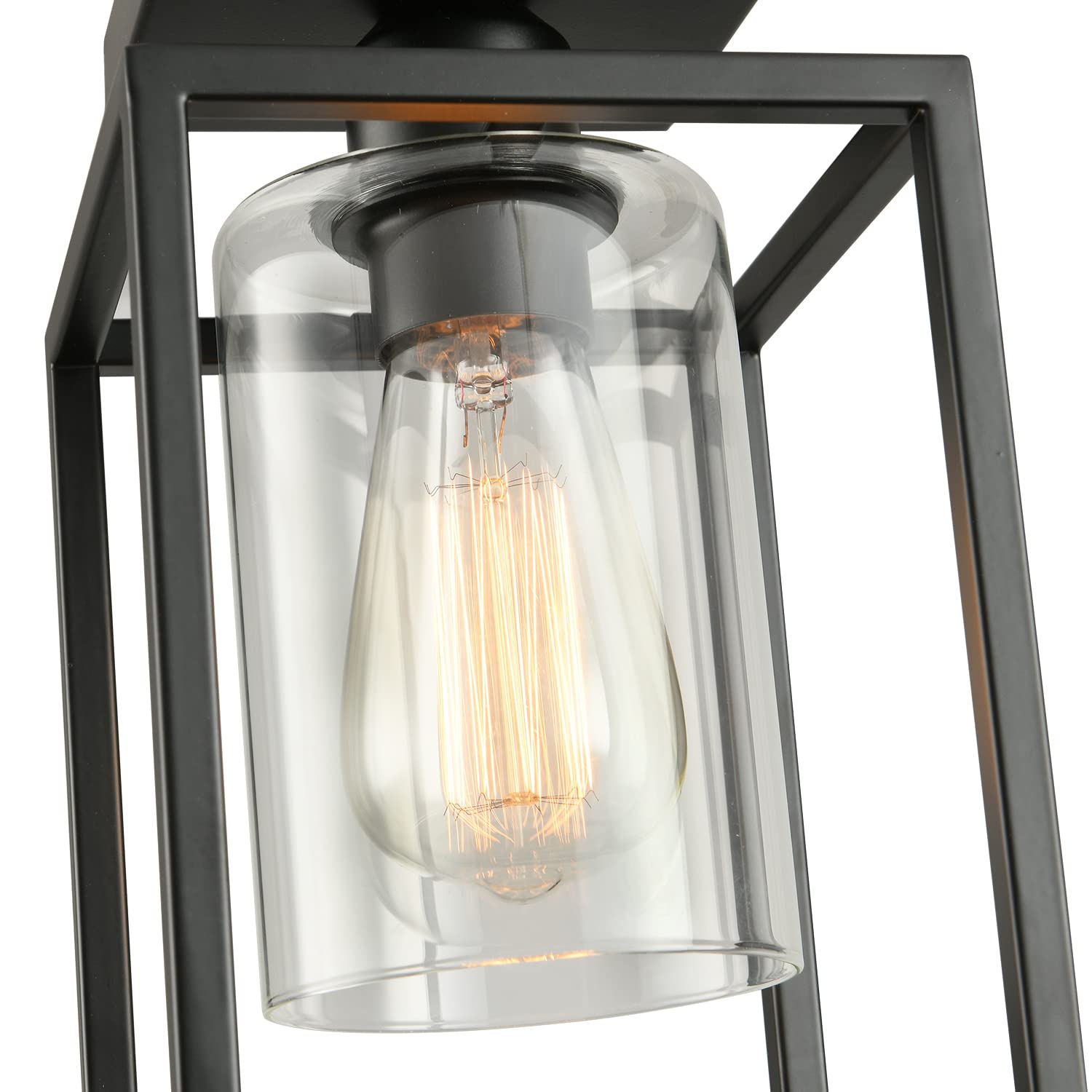 Ihengyanlt 1 Pack Semi Flush Mount Ceiling Light,Black Metal Frame Ceiling Light Fixture With Clear Glass Shade, Farmhouse Light