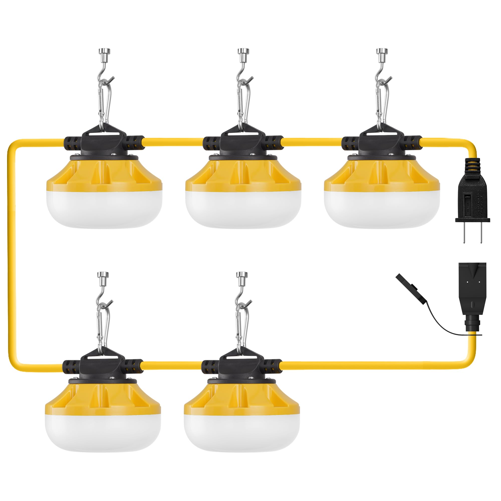 Lediary 50Ft Led Construction String Lights, 50W 5000Lm String Work Light, Linkable Temporary Lighting For Jobsite, Patio, Indoor, Outdoor-Etl Listed