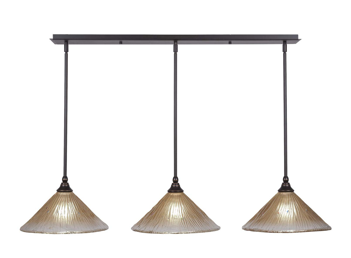 Toltec Lighting 36-Dg-700 3 Light Multi Light Mini Pendant With Hang Straight Swivels With 12&quot; Amber Crystal Glass, Dark Granite Finish