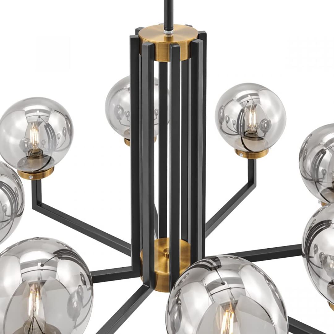 Finesse Decor Monachopsis Chandelier, Large, Metal, Gold and Black, Model CH-32402
