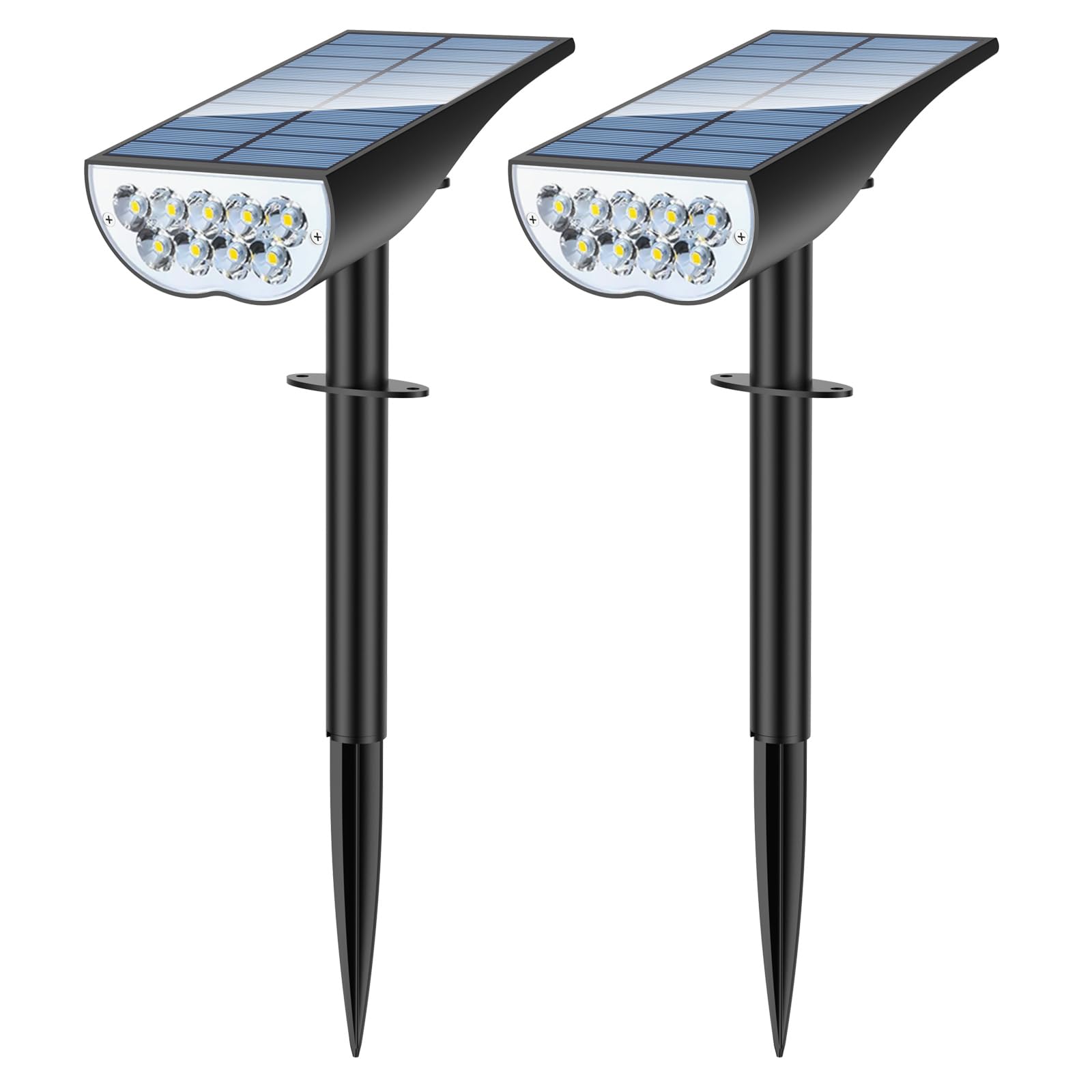 ZOOKKI Solar Spot Lights Outdoor, Solar Lights Outdoor Waterproof IP65, 3 Brightness Modes Dusk to Dawn Landscape Spotlights for Yard Garden Pathway Tree Decoration, Cool White, 2 Pack