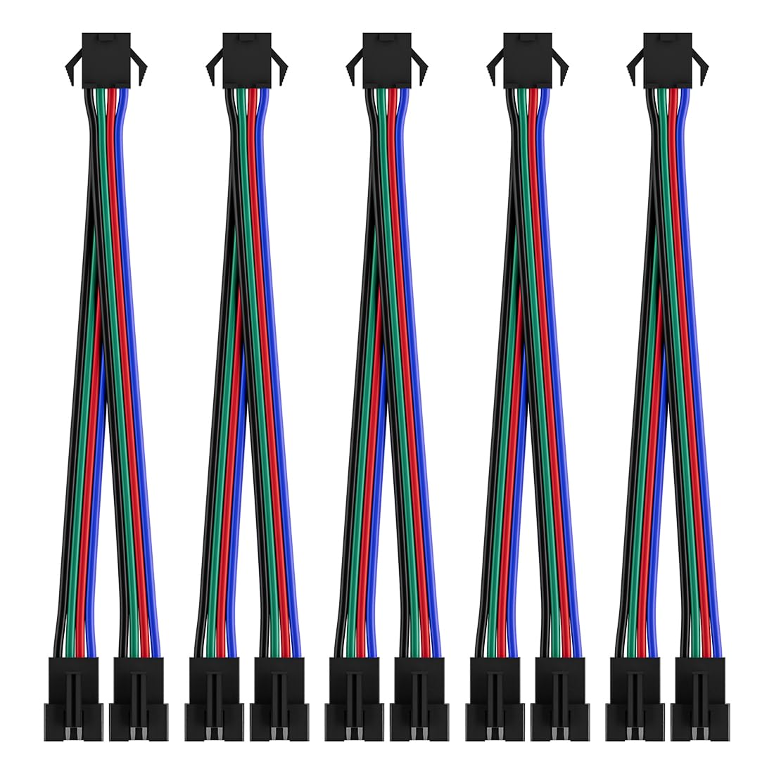 Btf-Lighting 5 Pcs Jst Sm 4Pin V Shape 1 To 2 Connectors For 4 Pin Smd Ws2801 Ws2805 Ws2813 Ws2815 Sk9822 Tm1934 Apa102 Ic Addressable Led Strip Female Male 15Cm 22Awg Wire